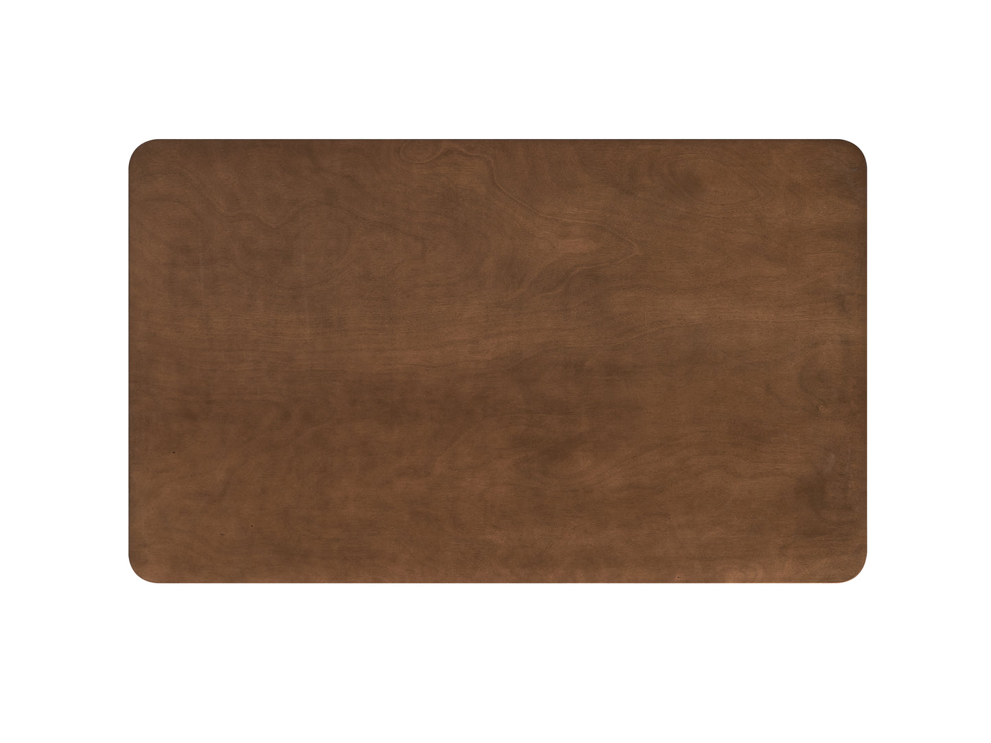 Dark brown wooden desk surface with rounded corners