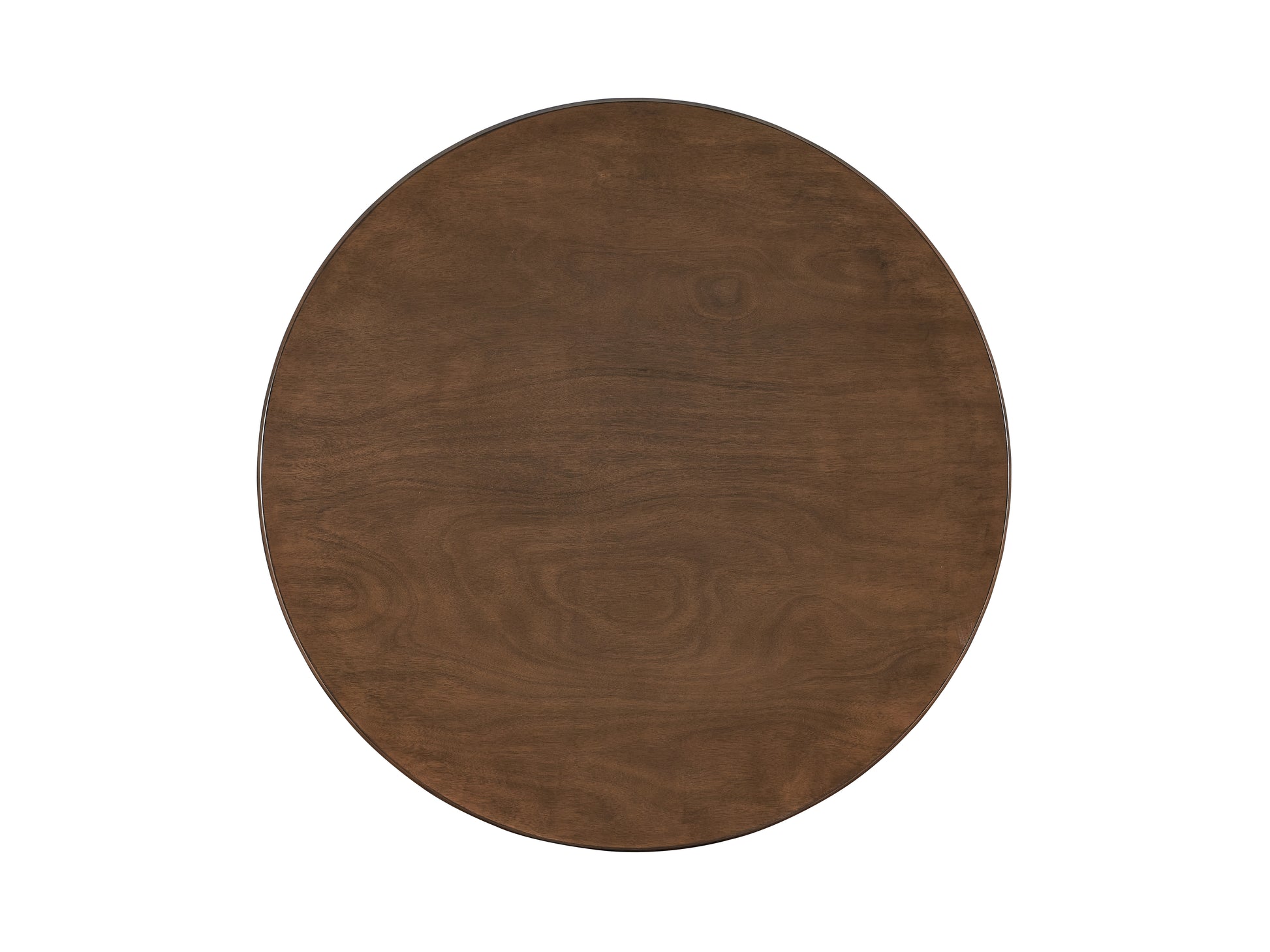 Dark walnut oval wood tabletop with visible grain