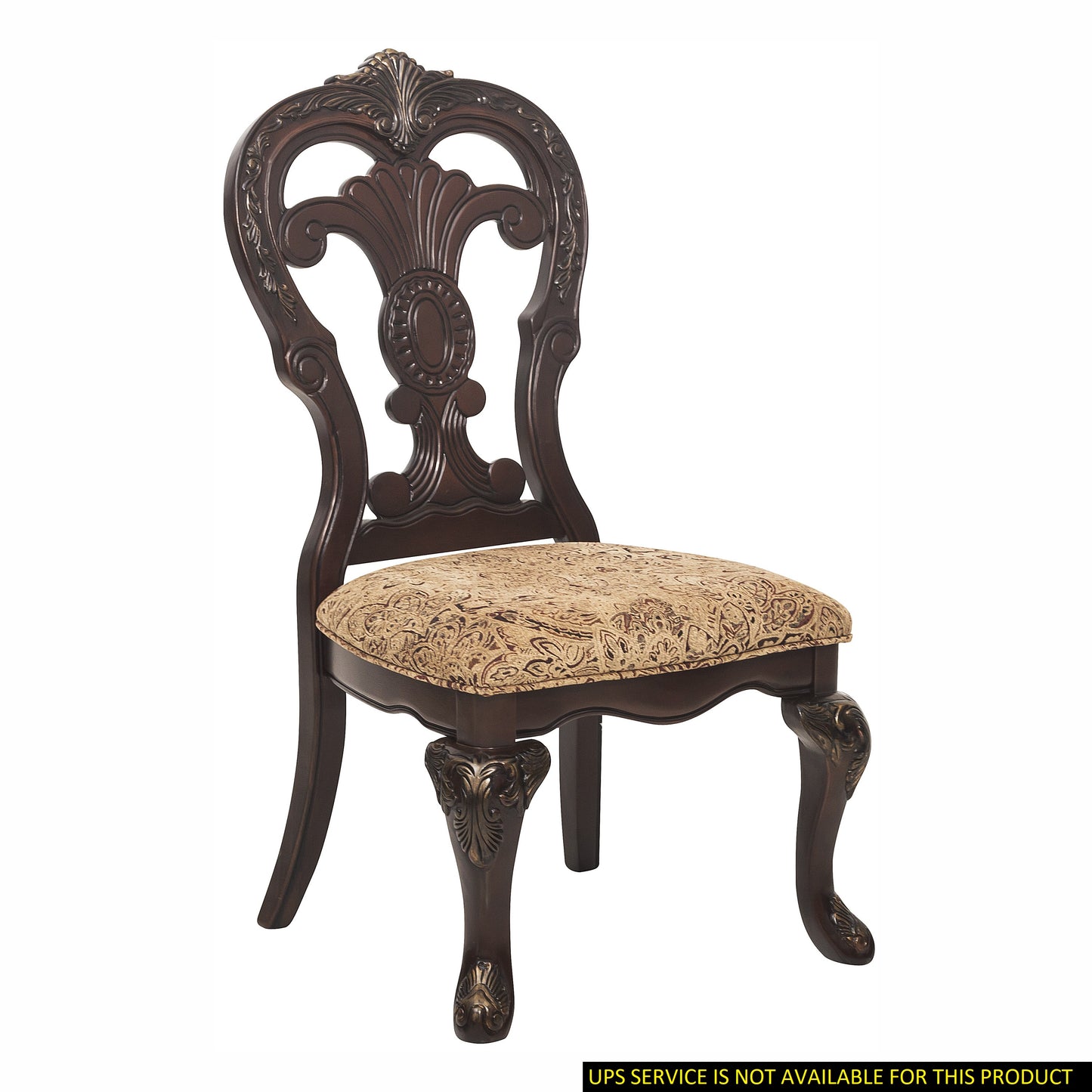 TREATLIFE HOME Elegant Traditional Side Chairs Set of 2 with Cherry Finish and Gold Tipping, Fabric Upholstered for Dining Room Use