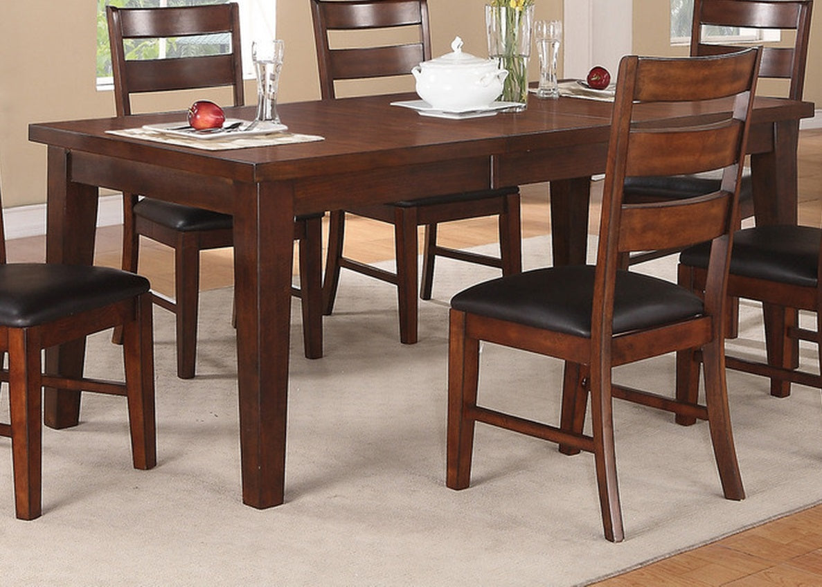 TREATLIFE HOME Rectangle Dining Table with Expandable 18" Leaf, Antique Walnut Wood Finish, Contemporary Style