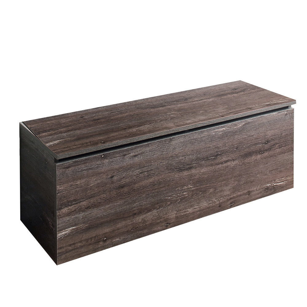 Dark wood floating tv stand with sleek design
