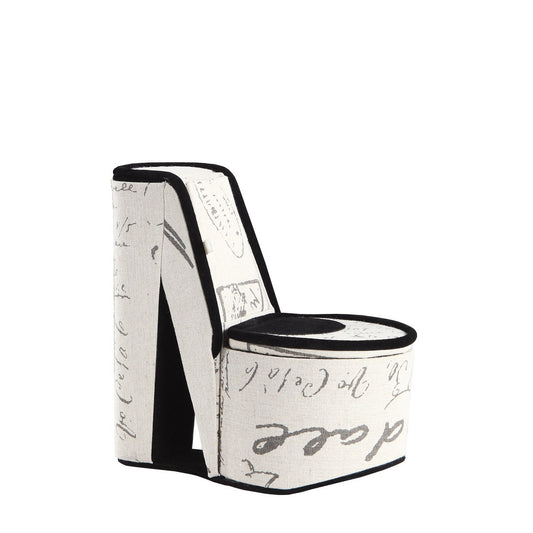 Textile heelshaped chair with script print