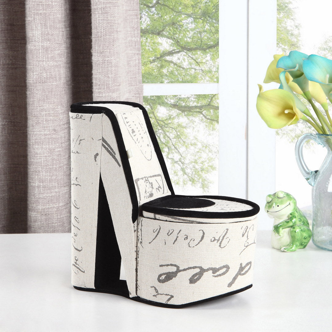 Elegant fabric high heel shoeshaped storage organizer with script print
