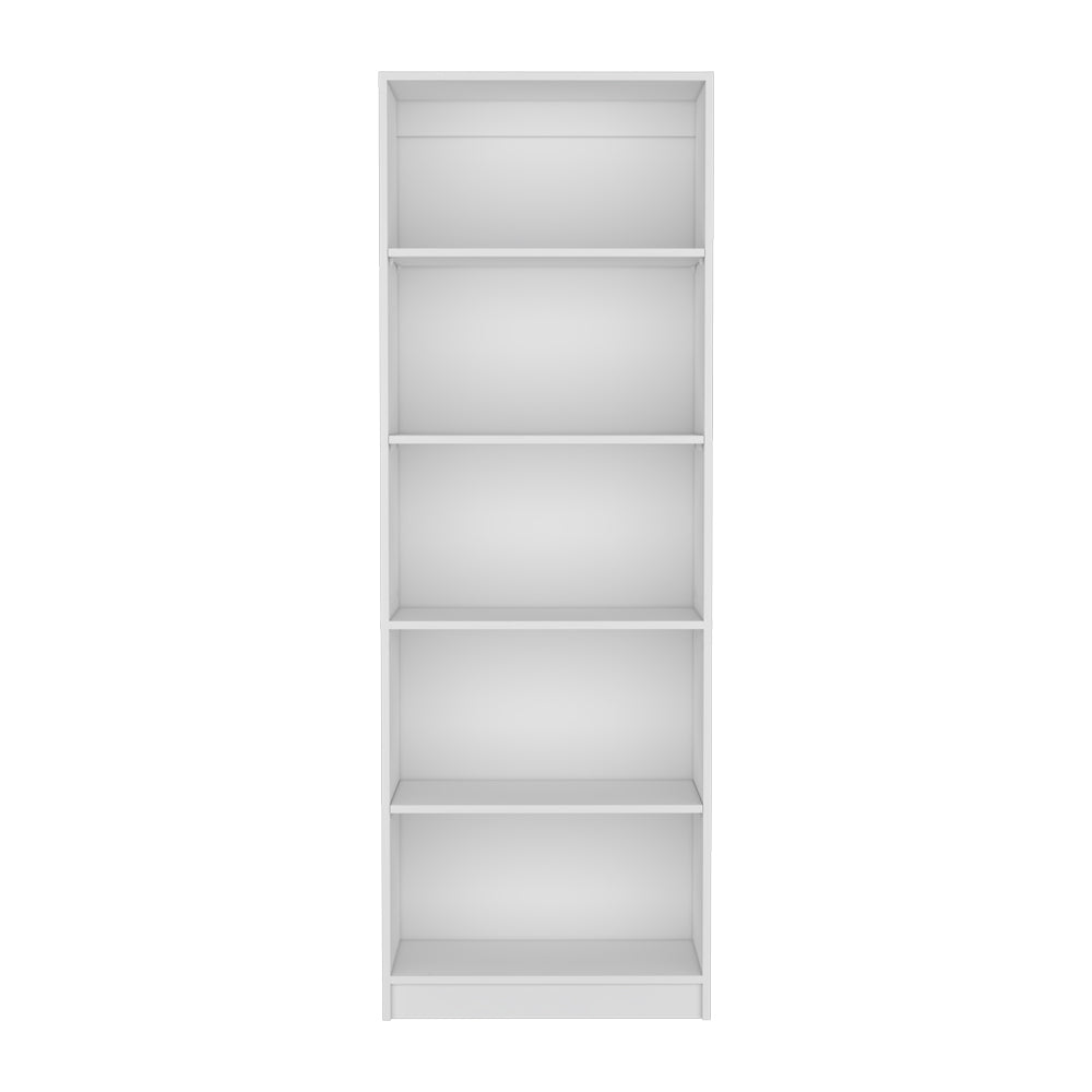 White fiveshelf narrow bookcase