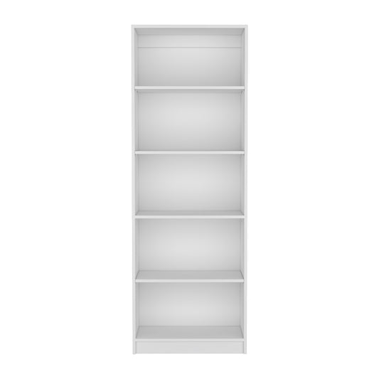 White fiveshelf narrow bookcase