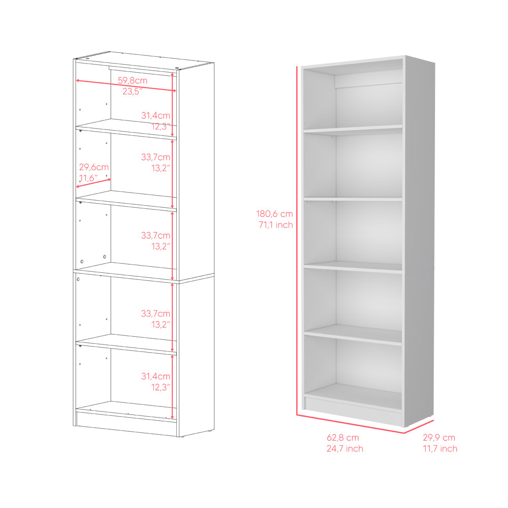 White shelf bookcase with dimensions