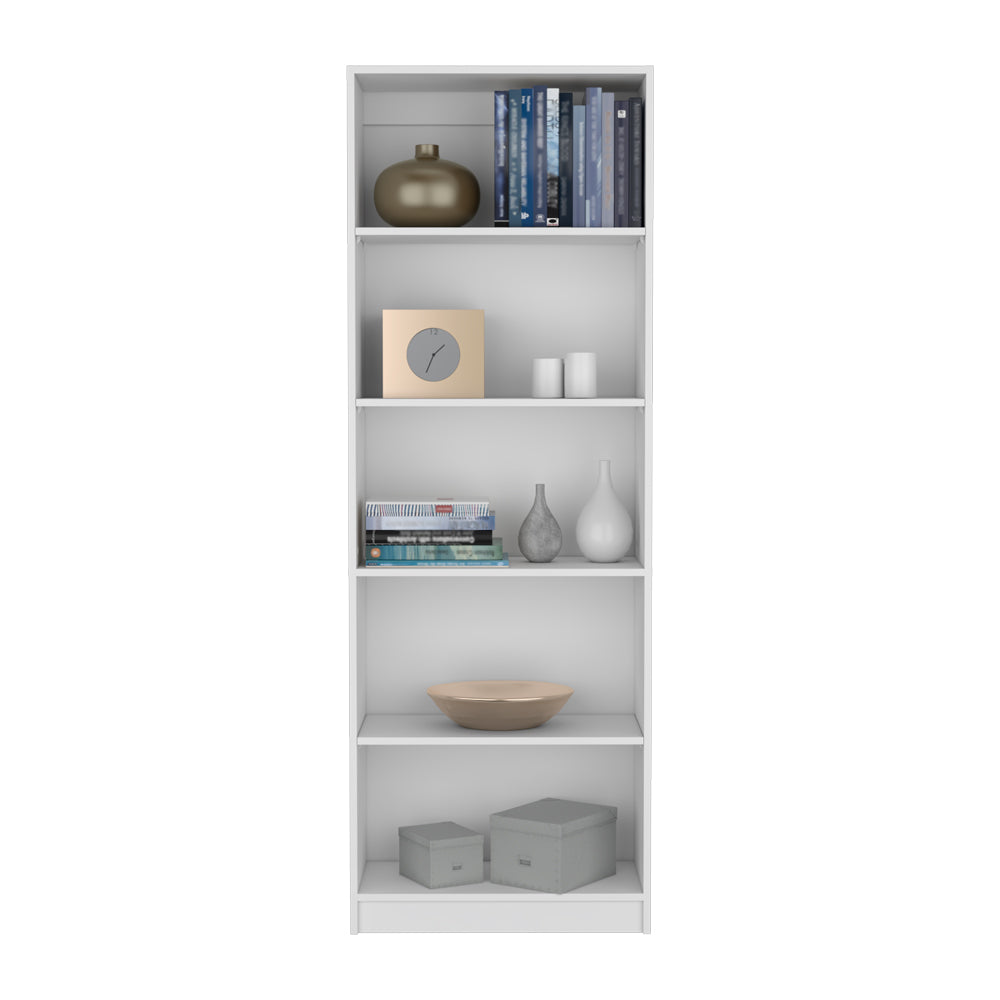 White shelf bookcase with decorative items