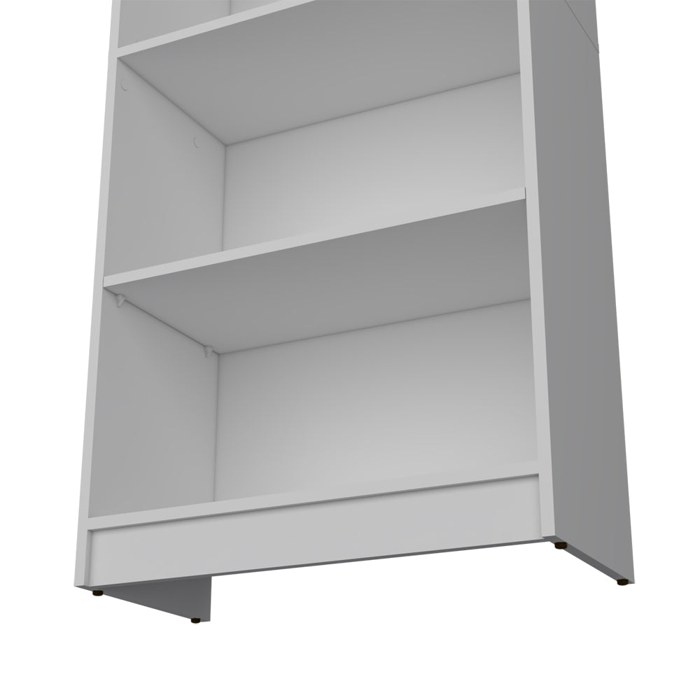 White modern bookshelf with three open shelves