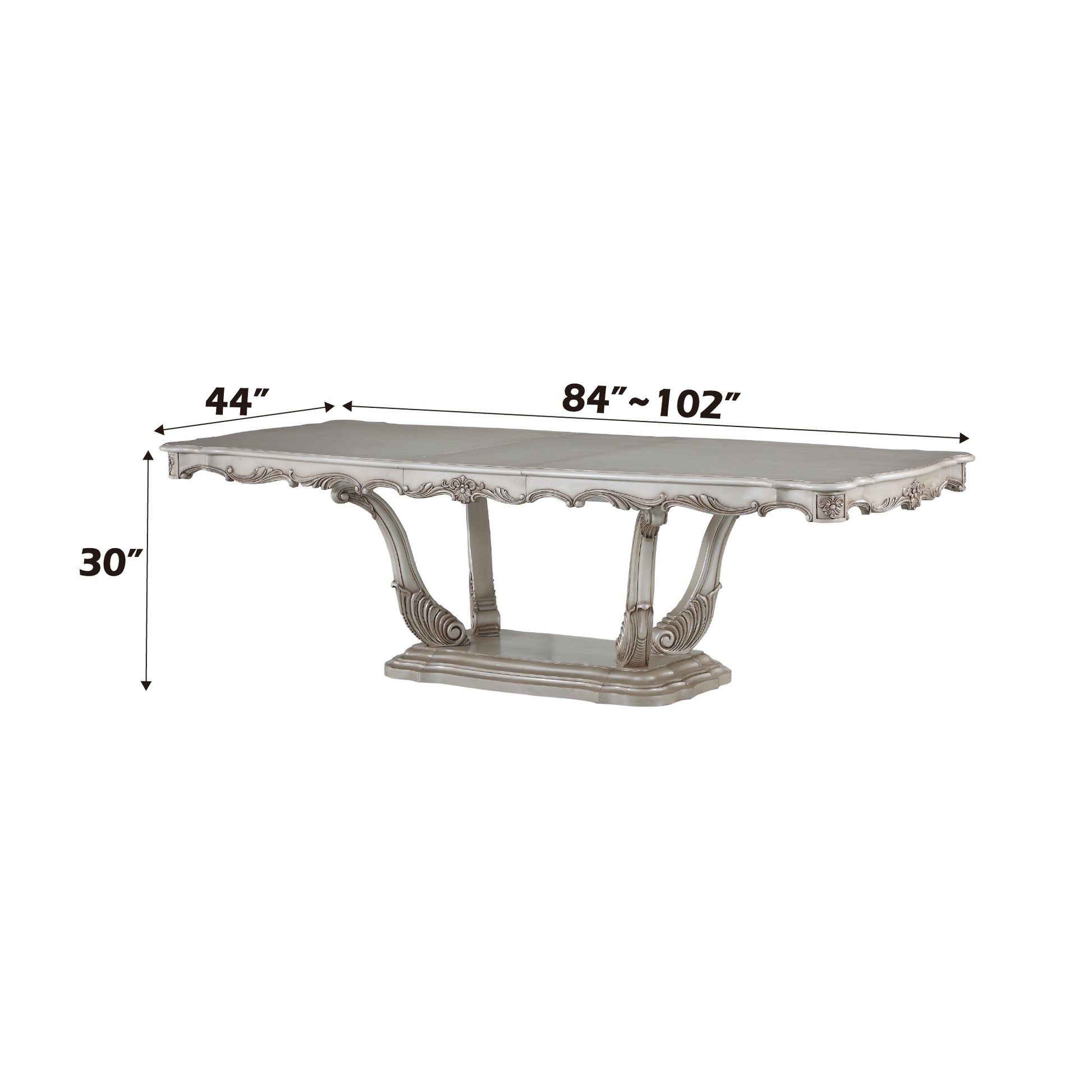 Ornate carved silver dining table  inches long  inches wide  inches high