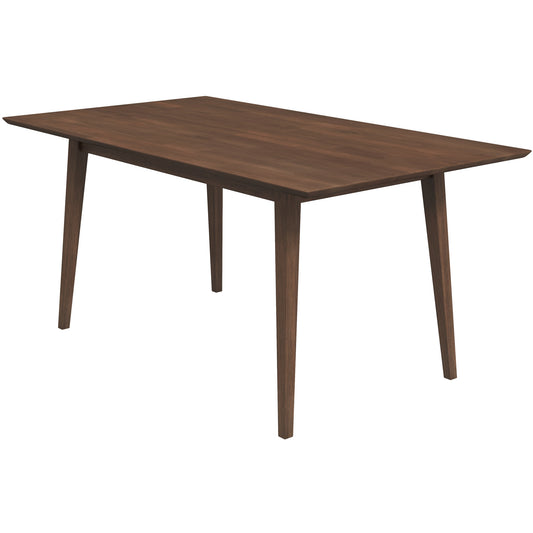 Dark brown rectangular dining table with tapered legs