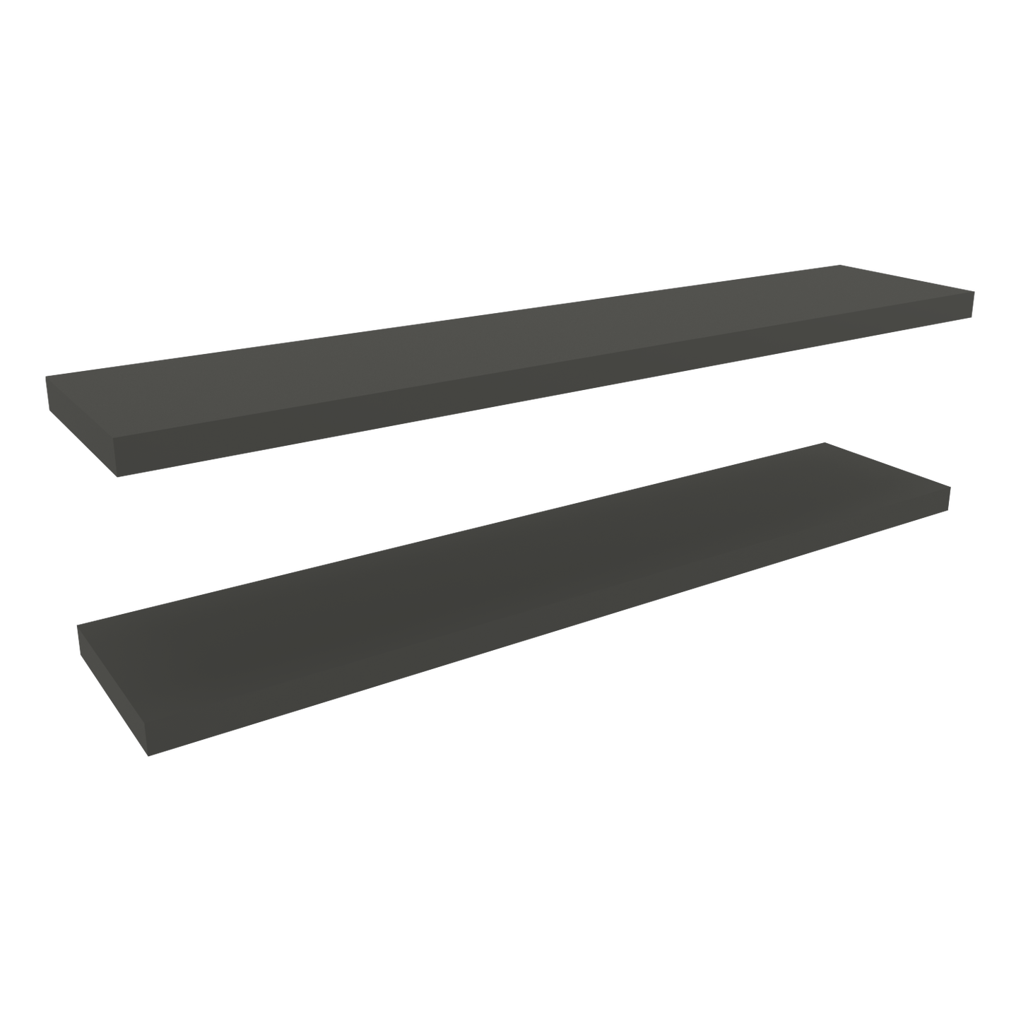 Two dark grey floating shelves sleek modern design for wall display