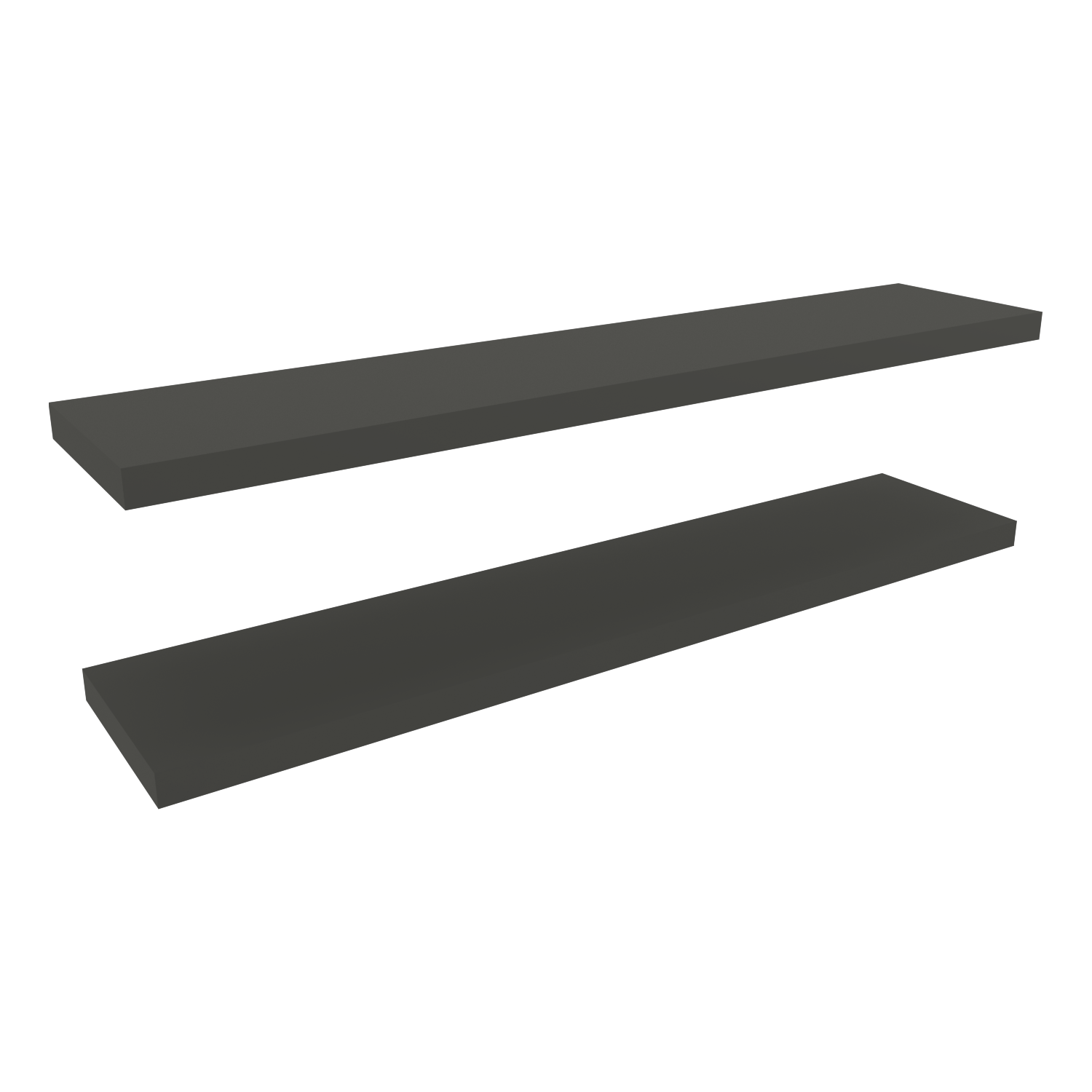 Two dark grey floating shelves sleek modern design for wall display