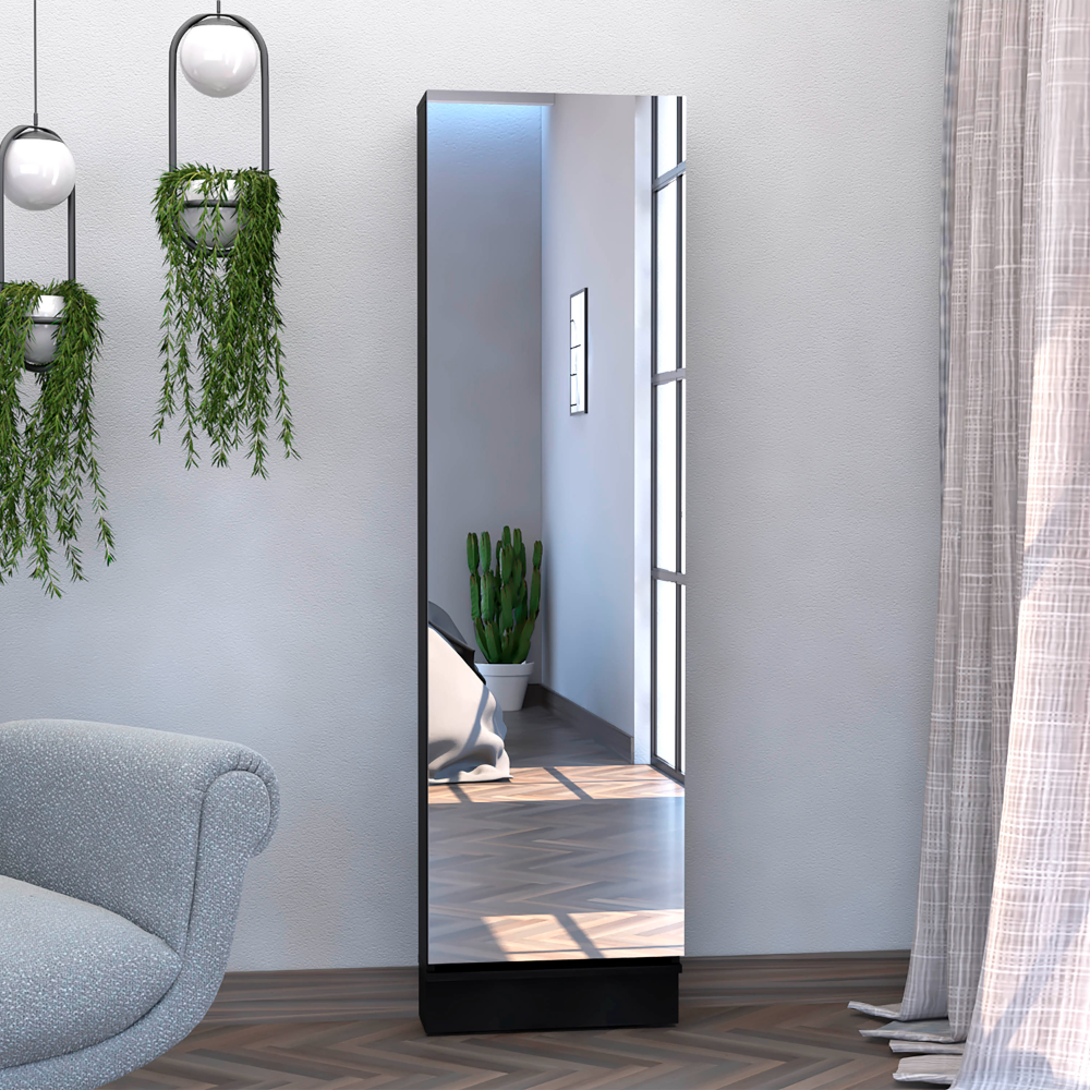 Modern black fulllength standing mirror with slim frame