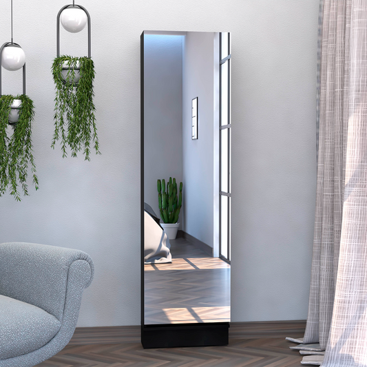 Modern black fulllength standing mirror with slim frame
