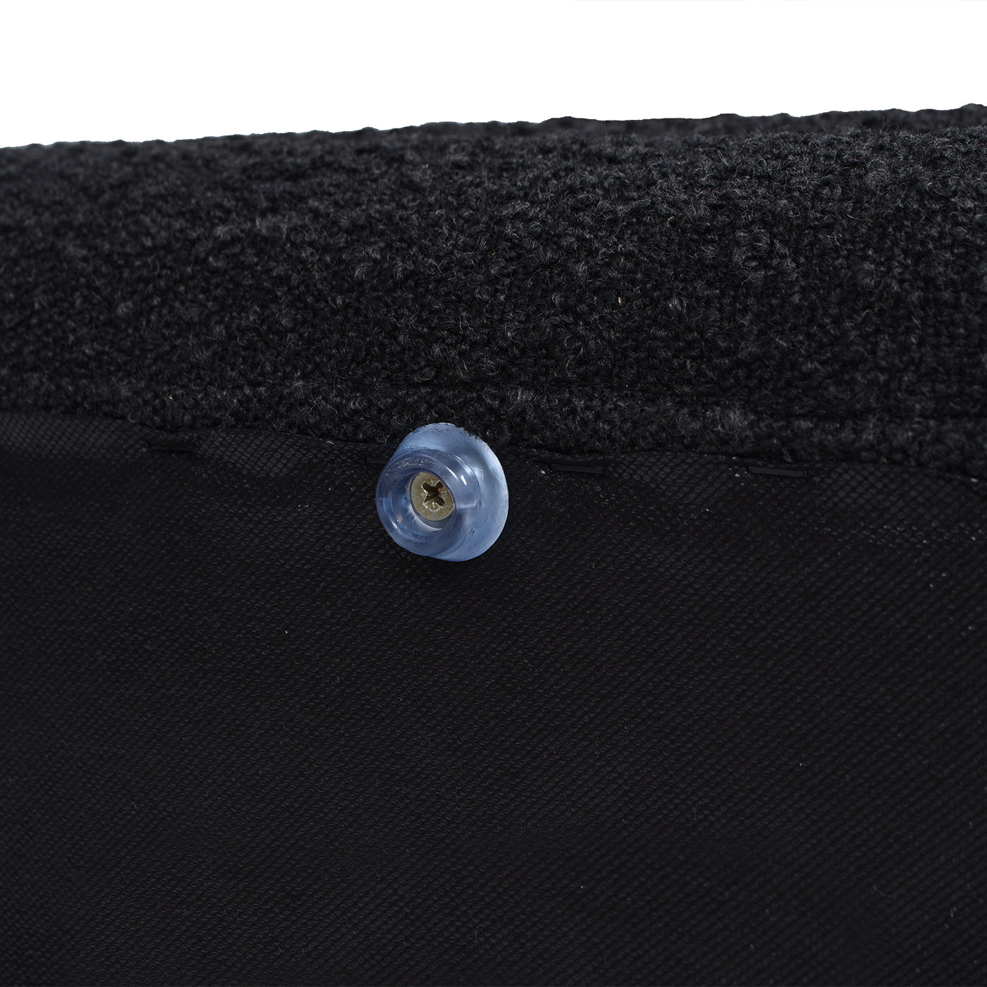 Black textured fabric base with clear protective foot