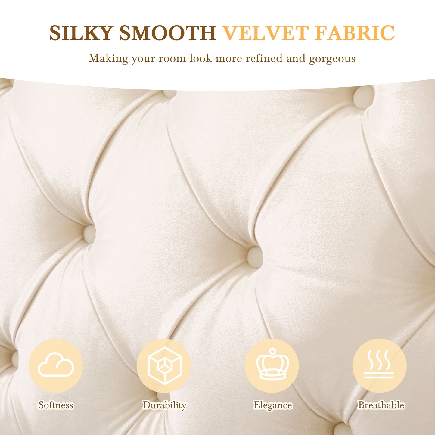 Cream tufted velvet fabric showing softness and elegance