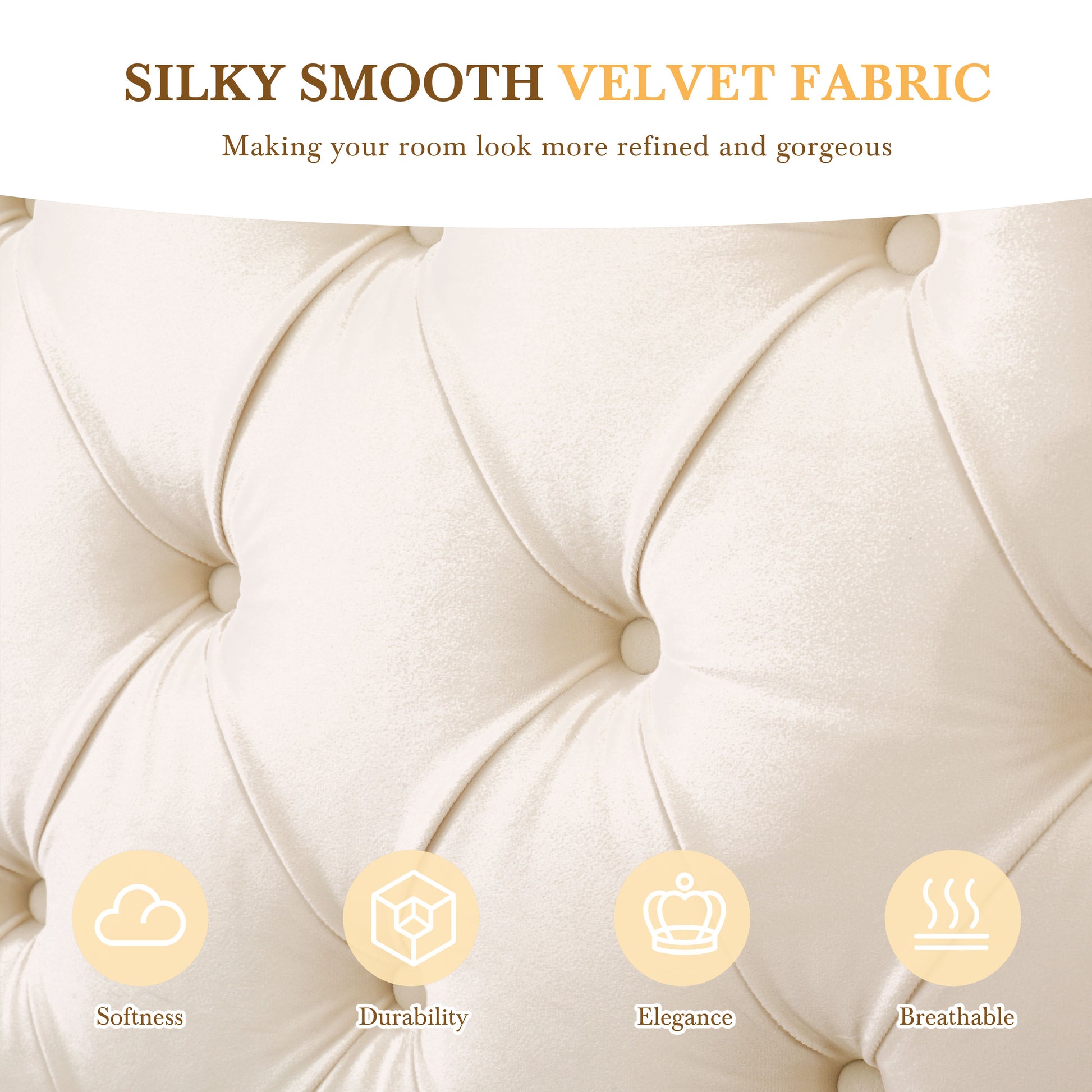 Cream tufted velvet fabric showing softness and elegance