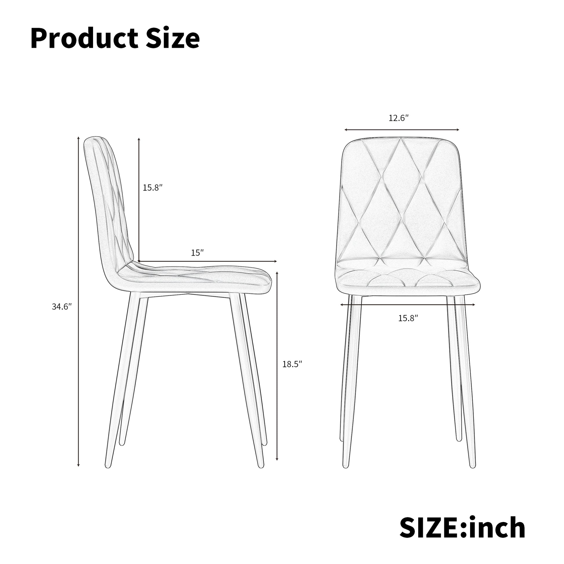 Diamondtufted dining chair dimensions  H x  W x  D