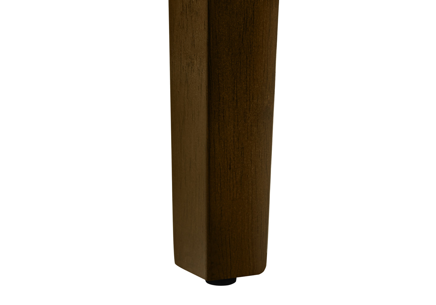 Dark brown square furniture leg with wood grain texture