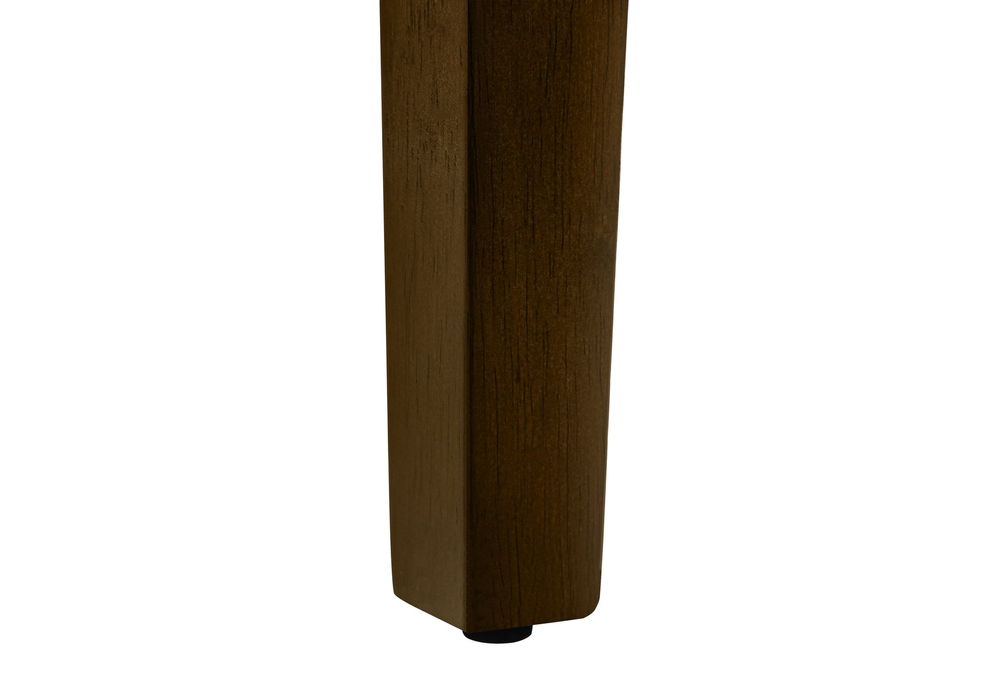 Dark brown square furniture leg with wood grain texture