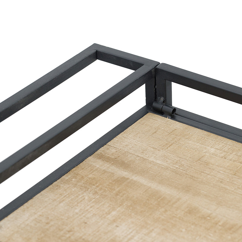 Rustic wood shelf with industrial metal frame