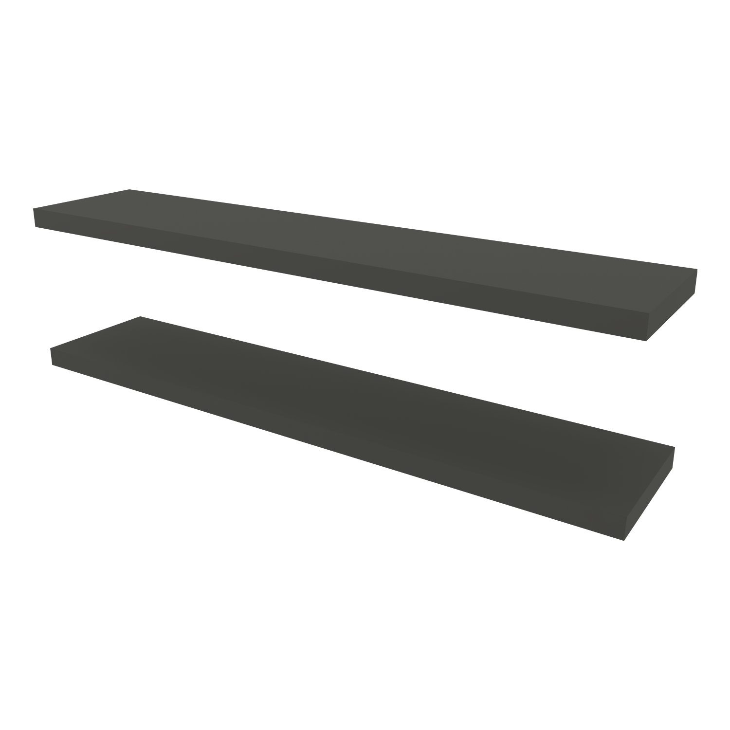 Two dark gray floating shelves