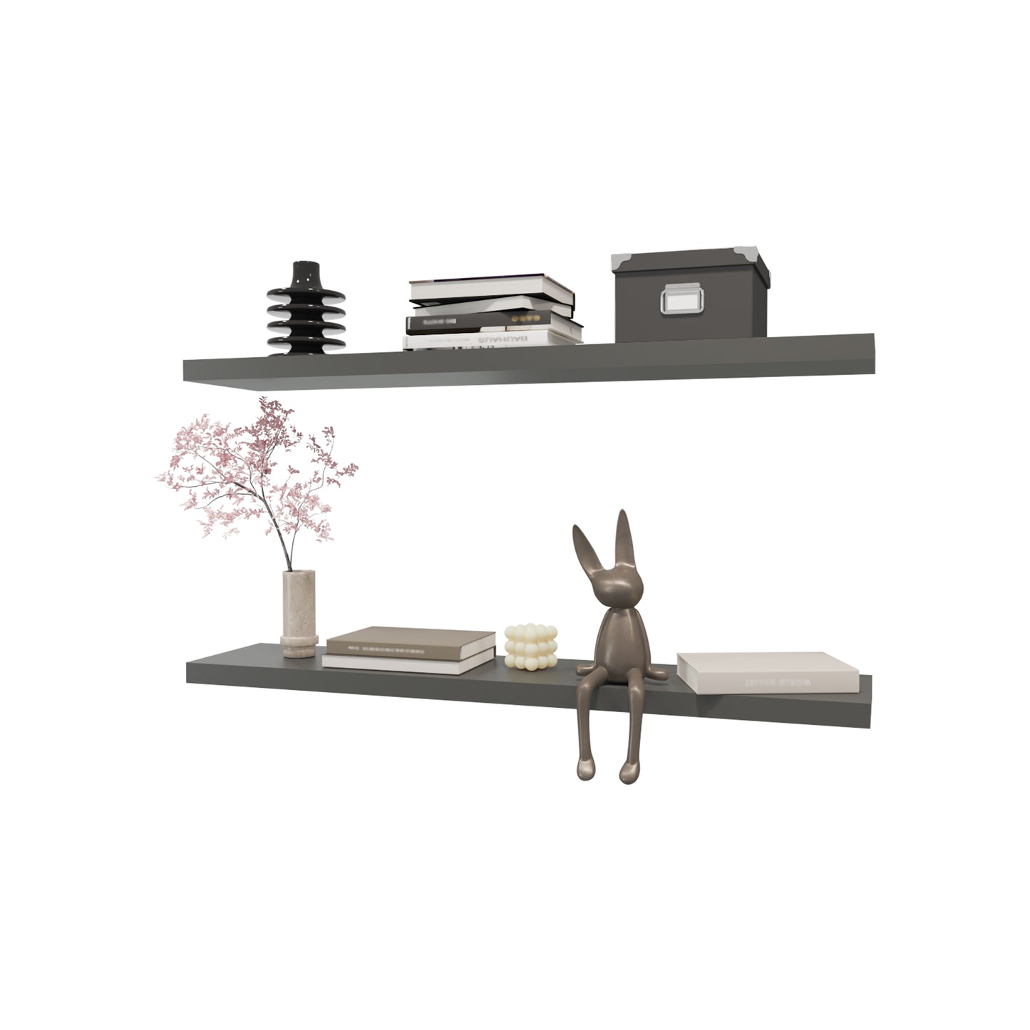 Black ceramic insulator sculpture with stacked layers on a shelf