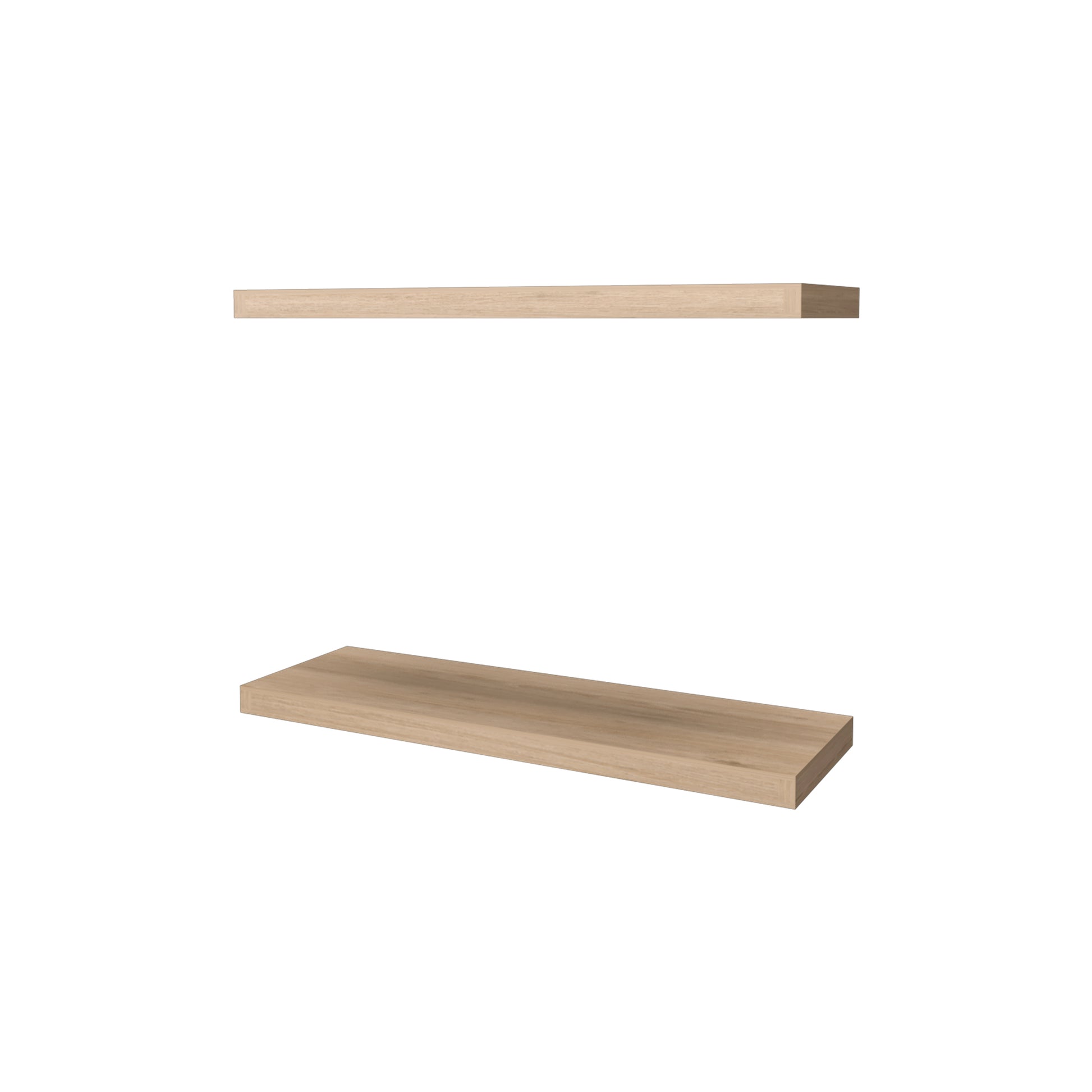Light oak floating shelf set for modern wall decor