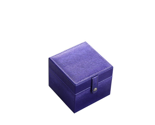 Textured purple leather jewelry box with silver clasp detail