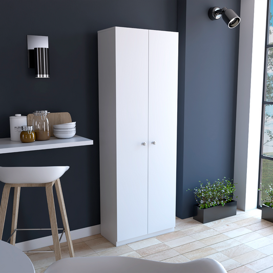 TREATLIFE HOME Multistorage Cabinet 71" High with Two Doors and Five Internal Shelves, Ideal for Garage, Utility Room, or Kitchen, White
