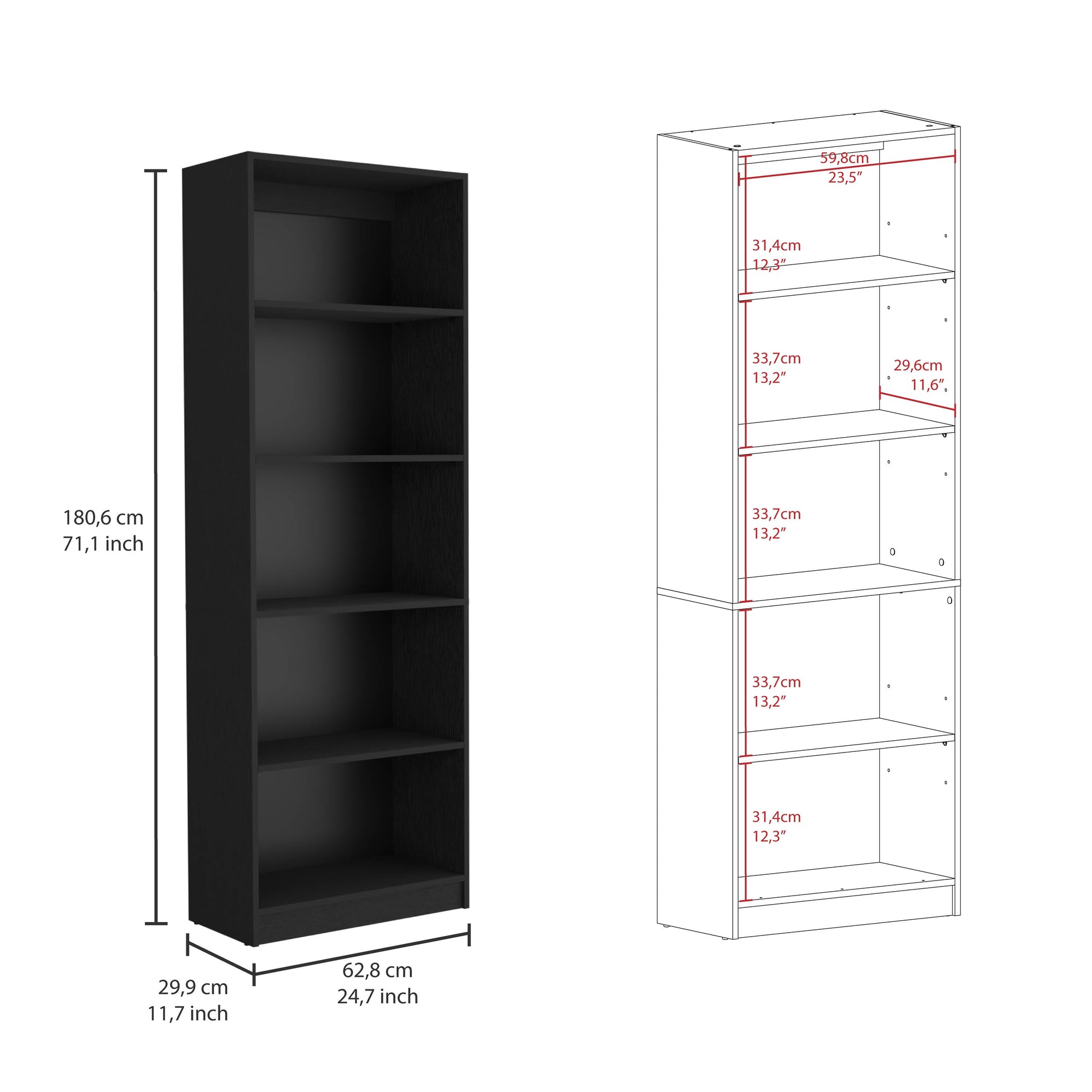 Tall black shelf bookcase