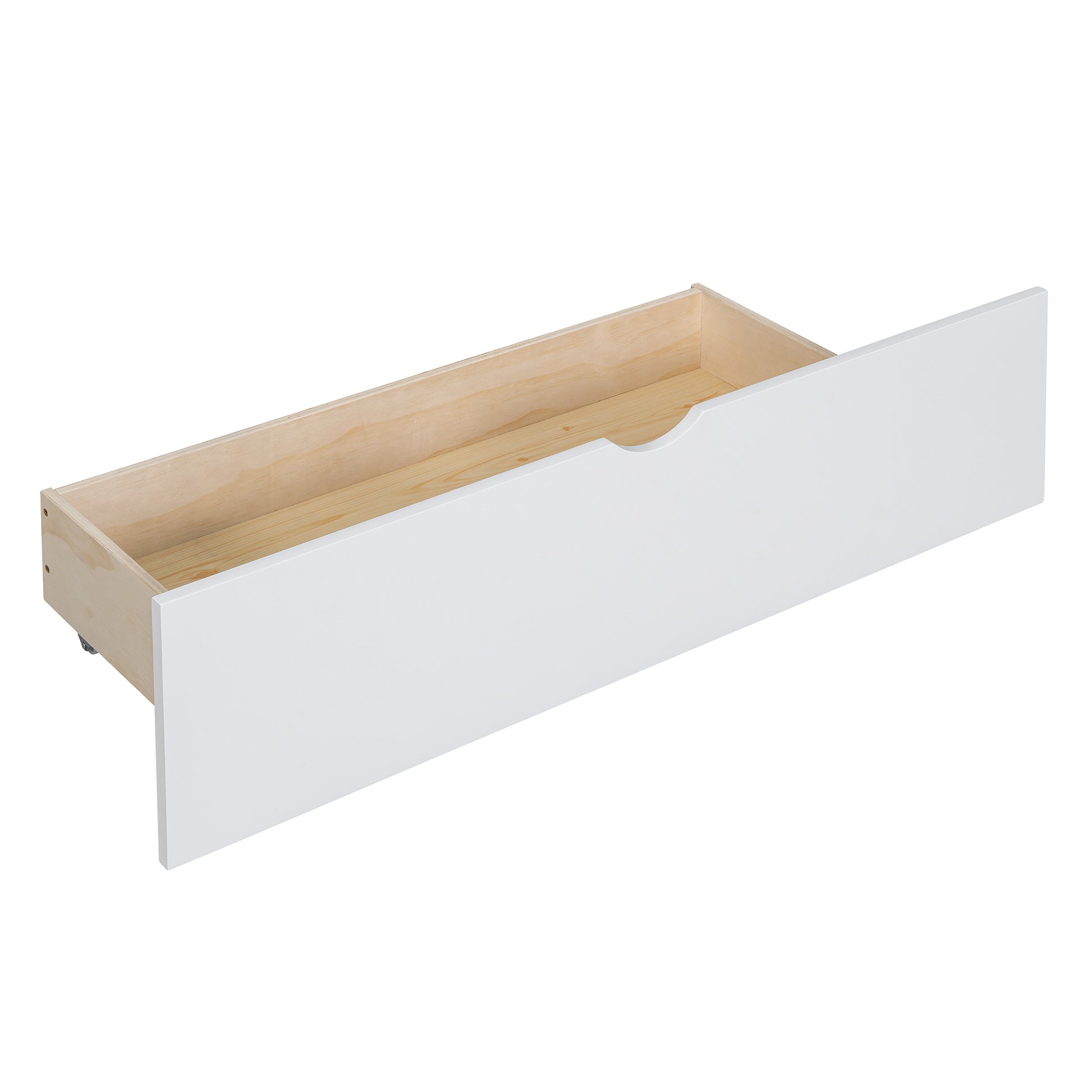White single drawer with wooden interior