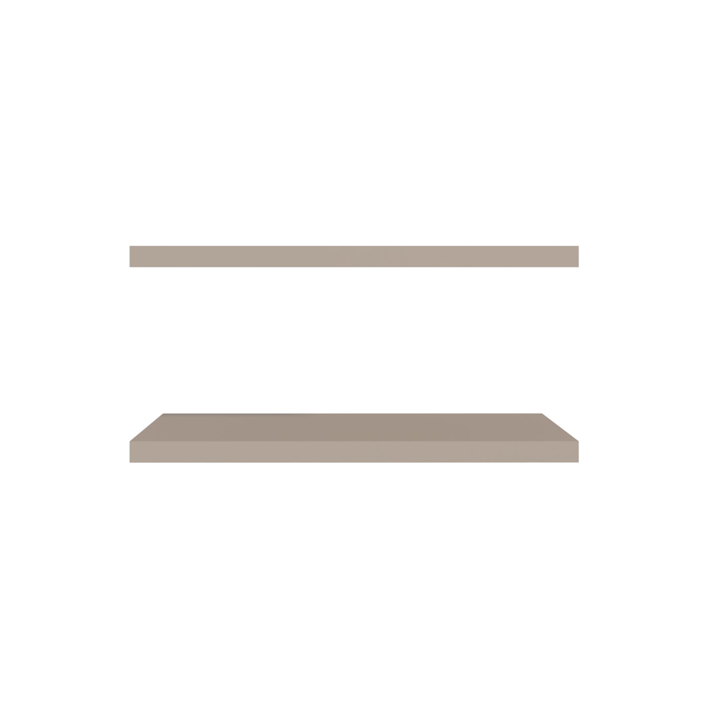 Set of two floating shelves in taupe wood finish ideal for modern wall decor