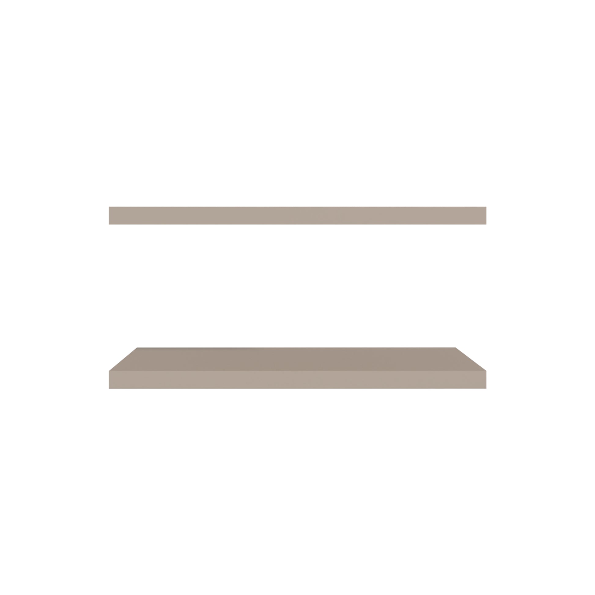 Set of two floating shelves in taupe wood finish ideal for modern wall decor
