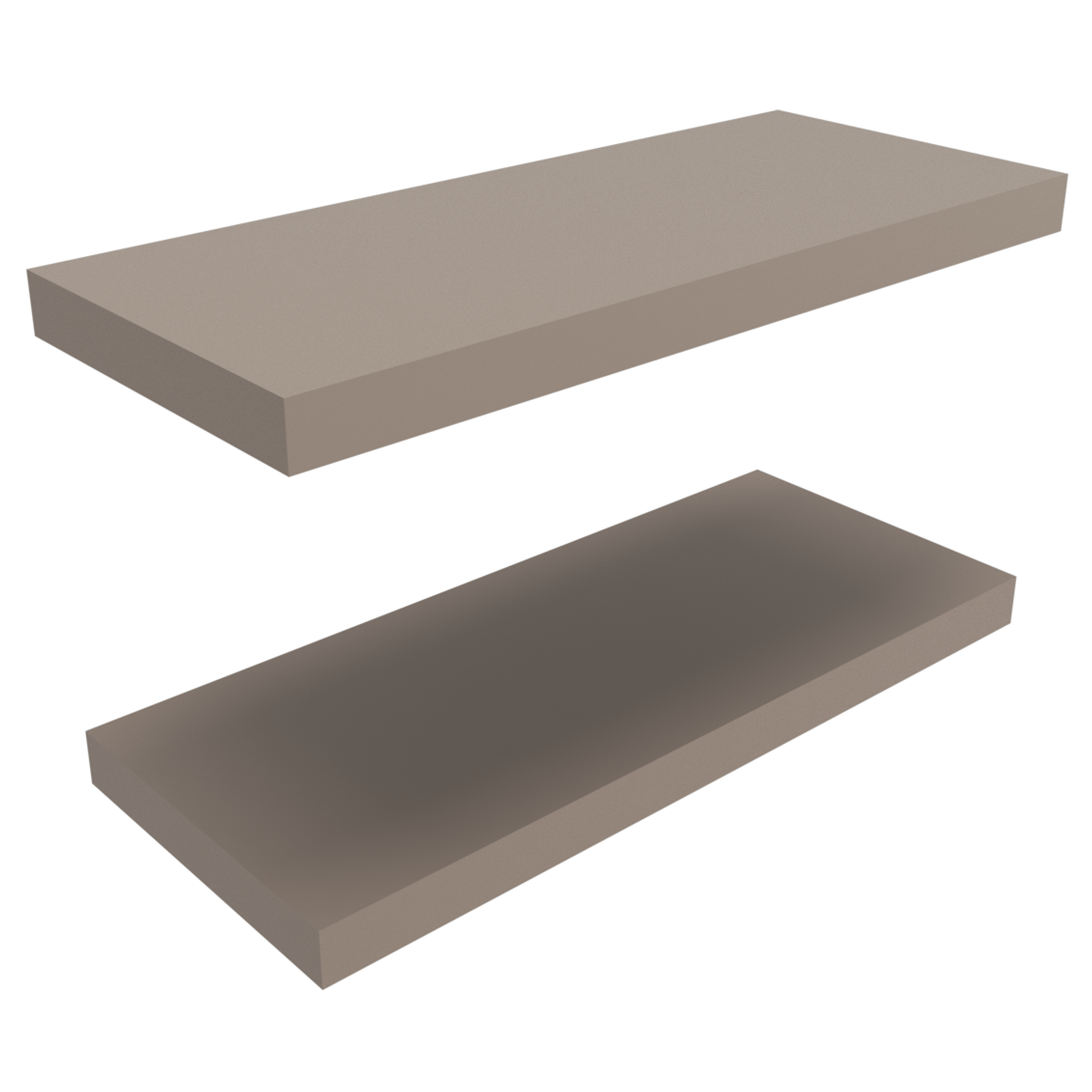 Flat taupe shelving unit