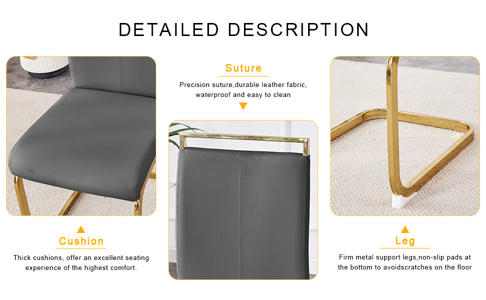 Gray faux leather dining chair cushion detail
