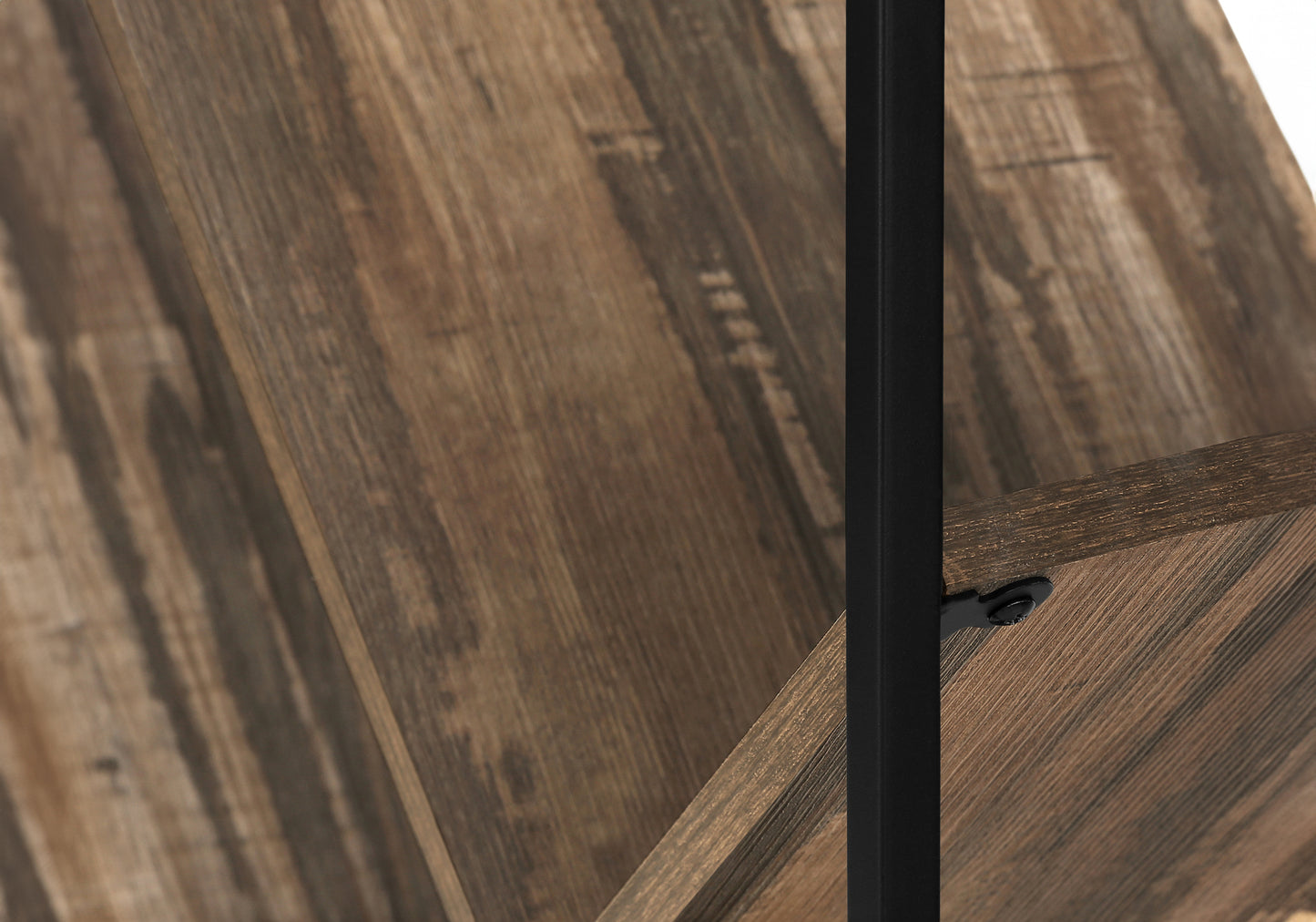 Rustic wood shelf with black metal support