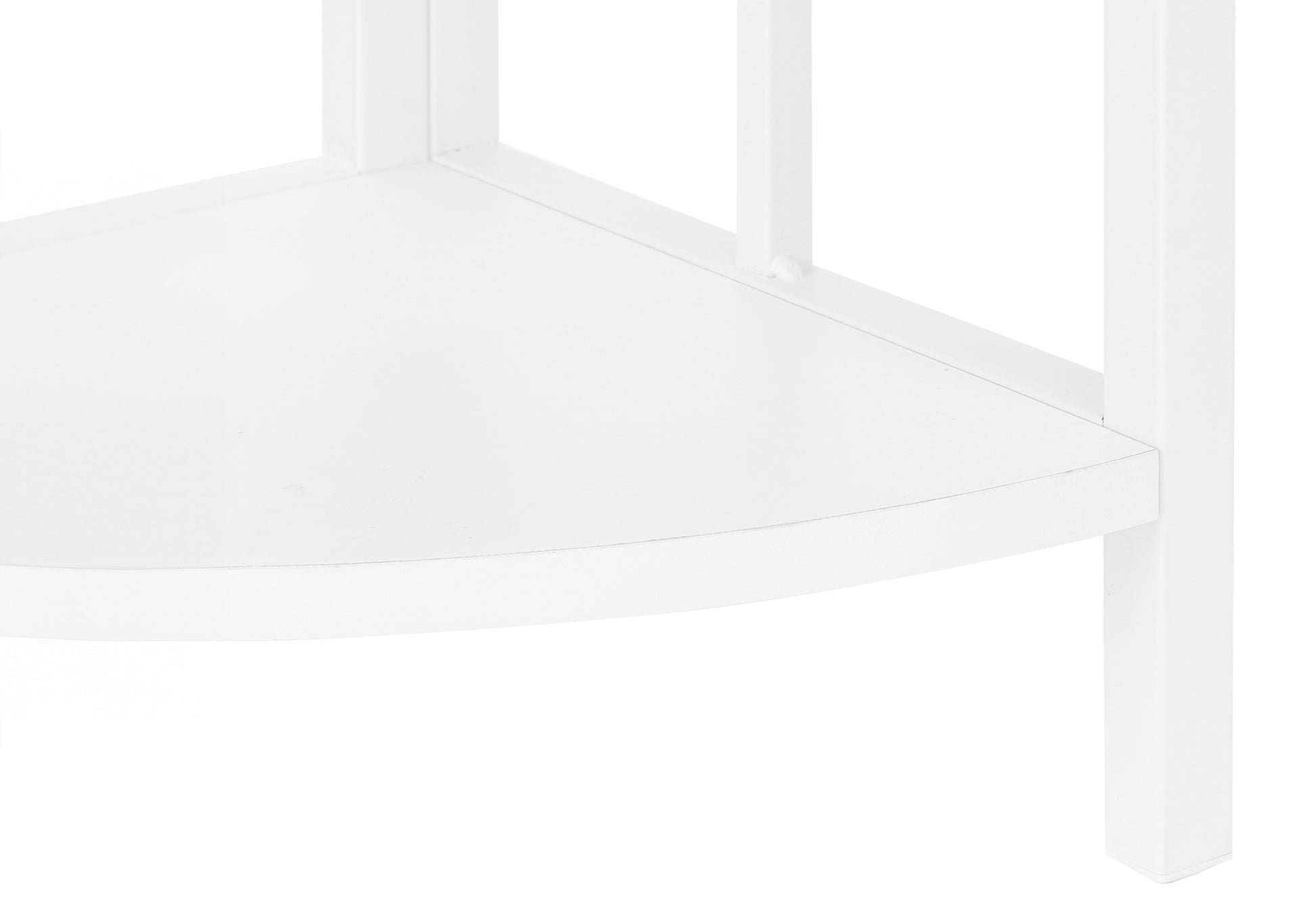 White corner shelf detail showing clean lines and a minimalist design