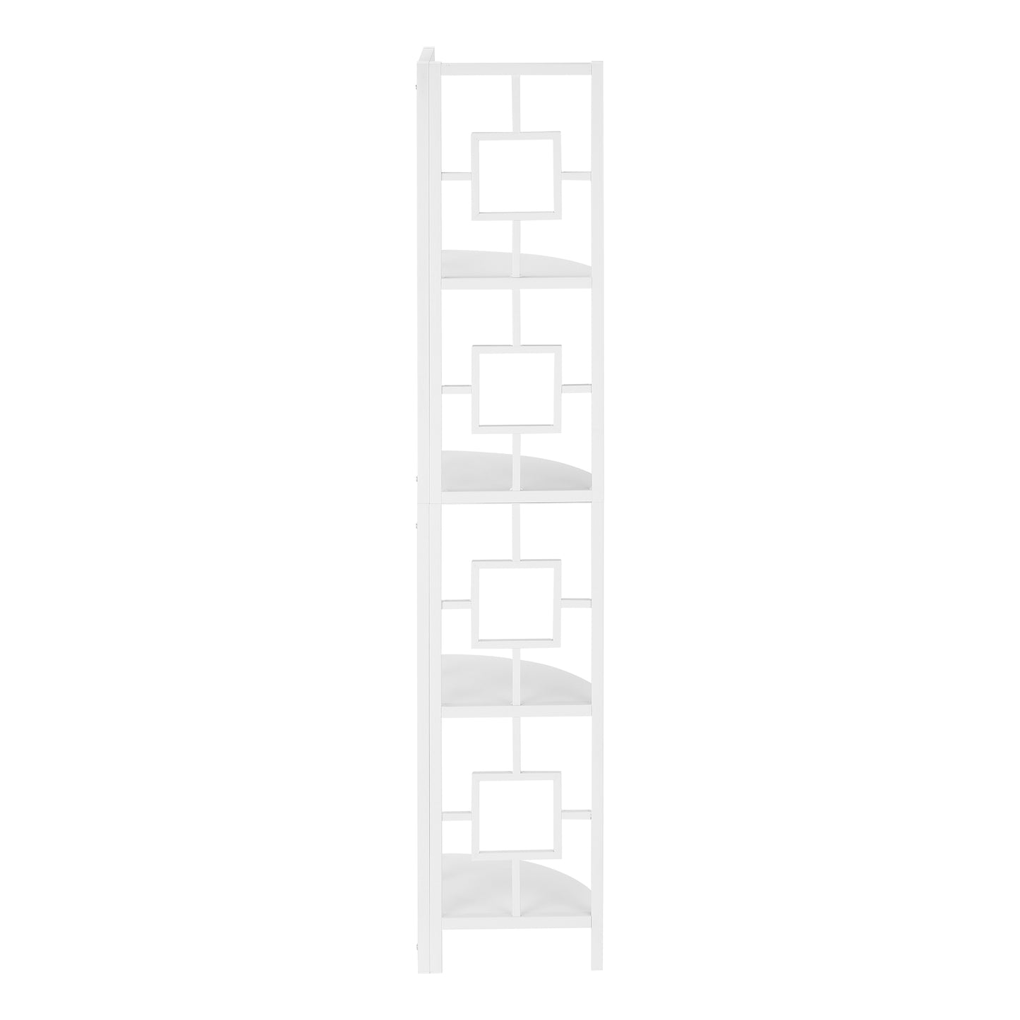 White geometric open shelving unit