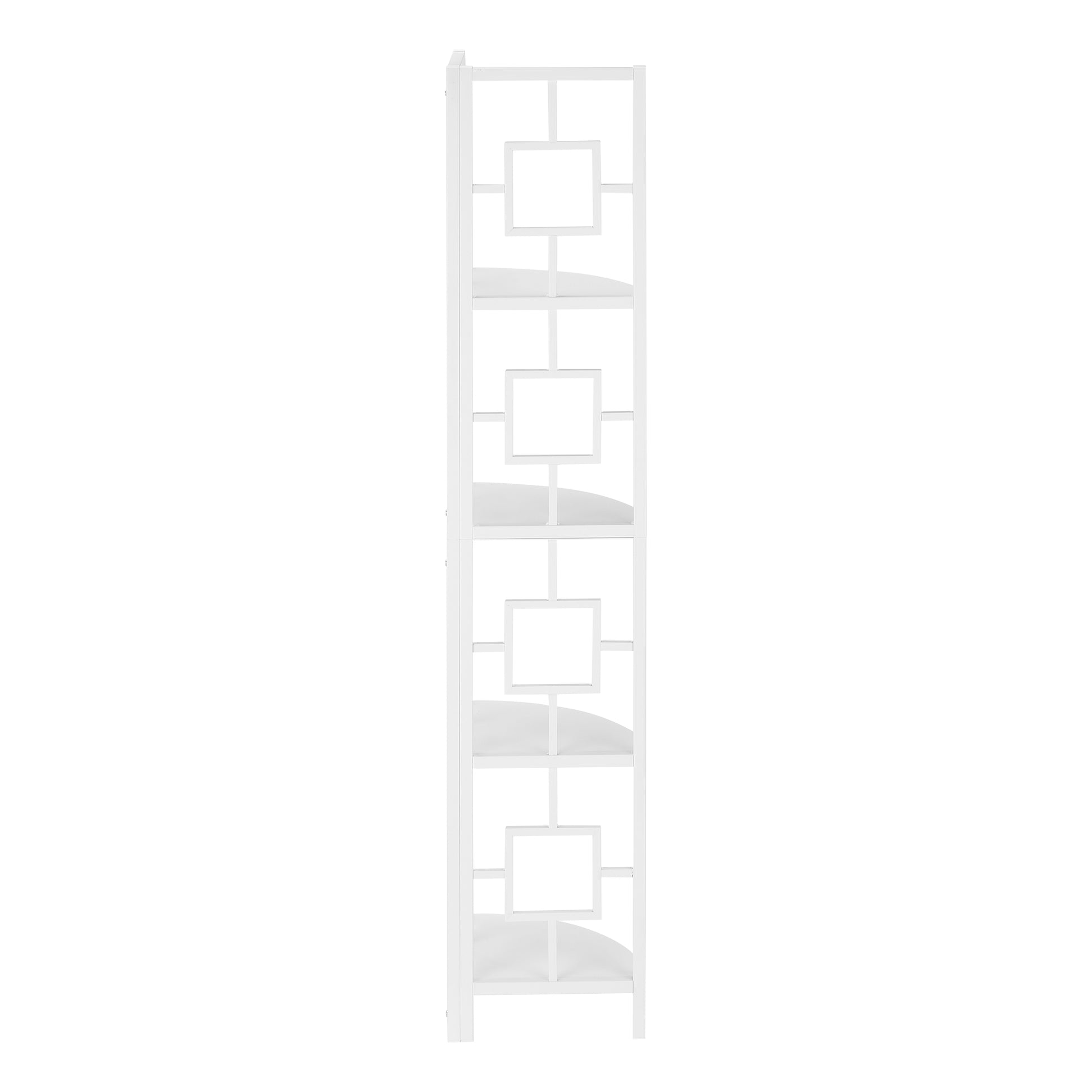 White geometric open shelving unit