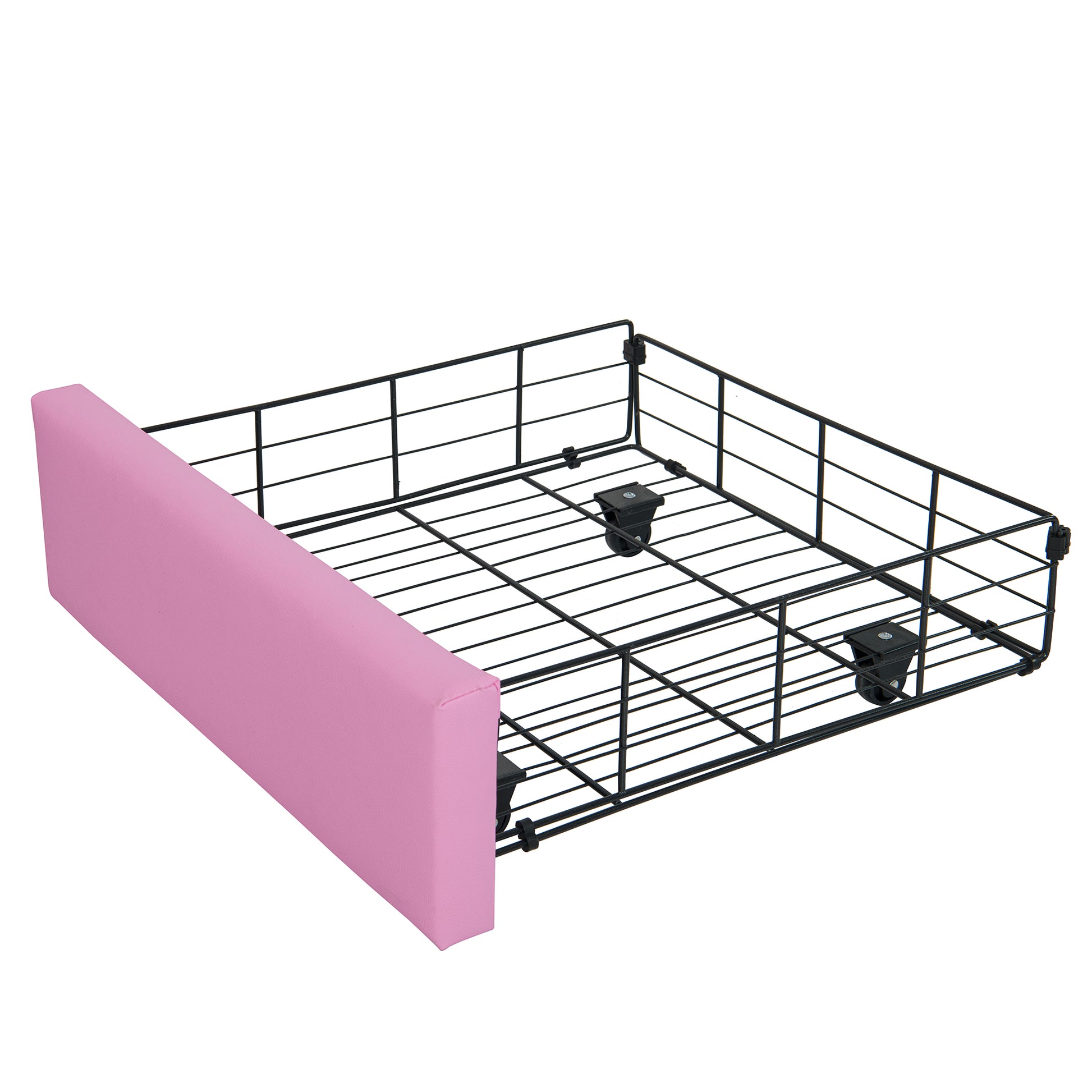 Pink wire storage drawer with wheels