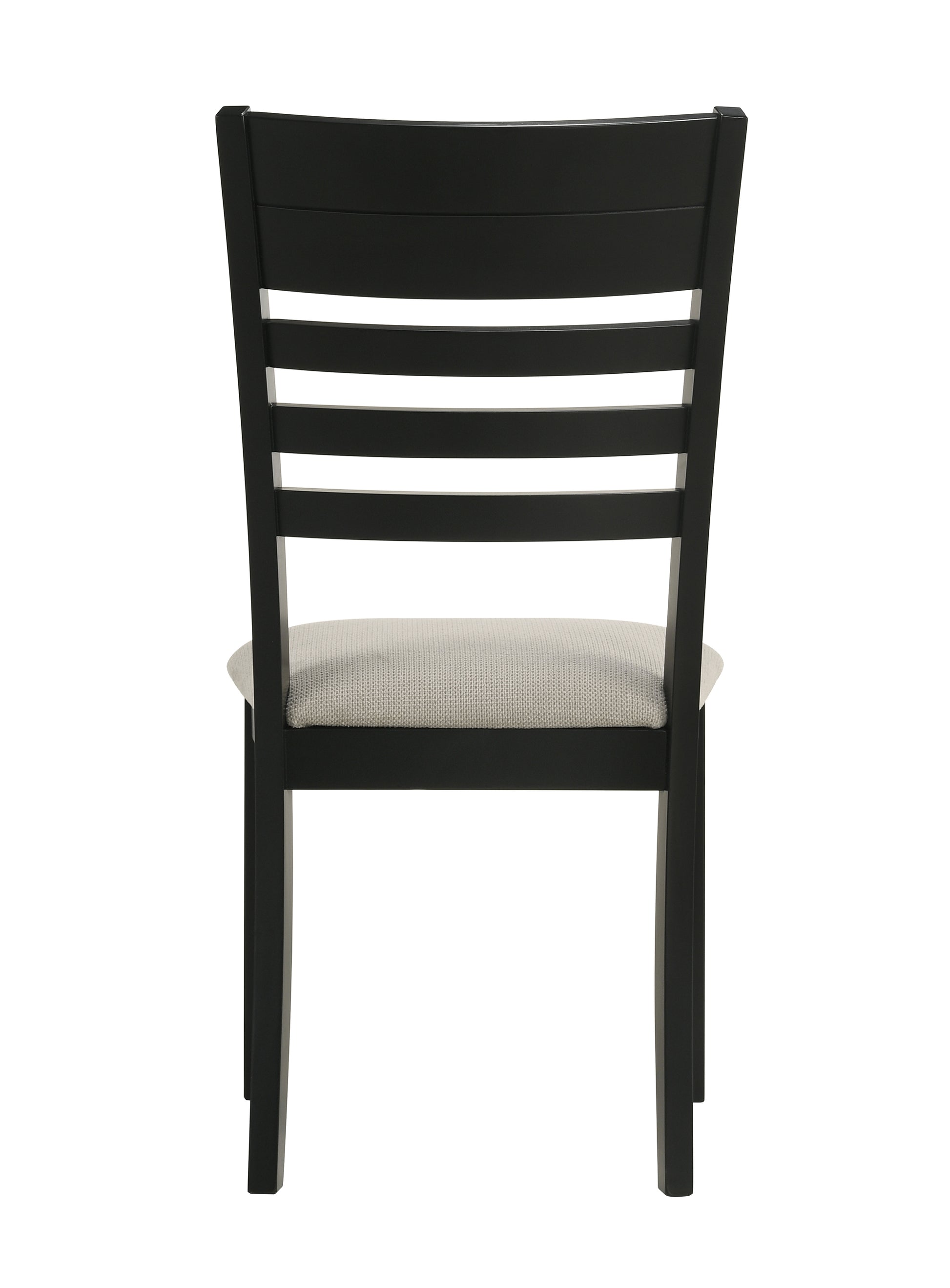 Black wooden dining chair with upholstered seat