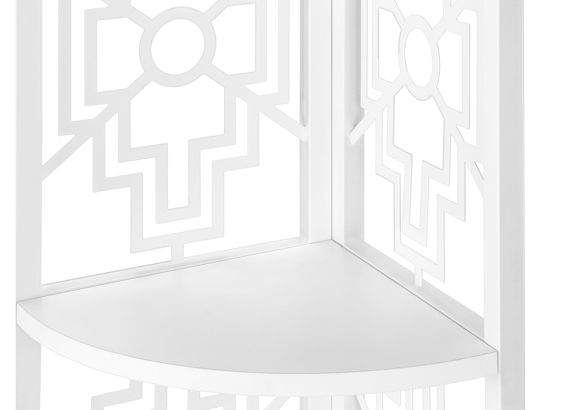 White metal geometric shelving unit