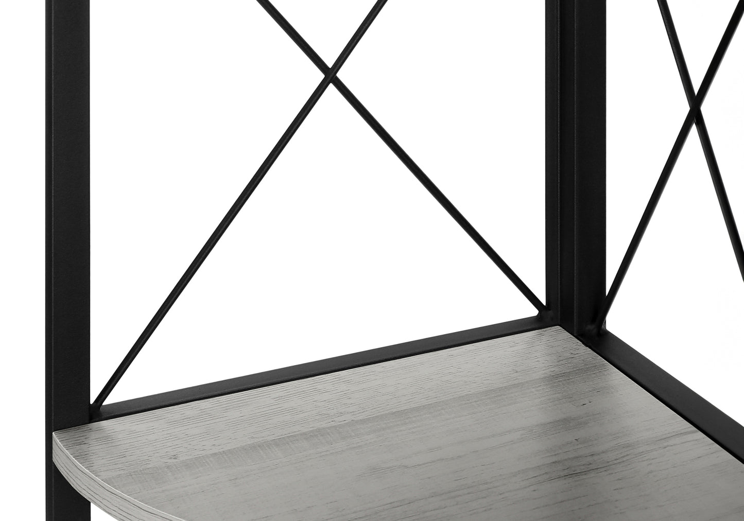 Black metal frame with wood shelf