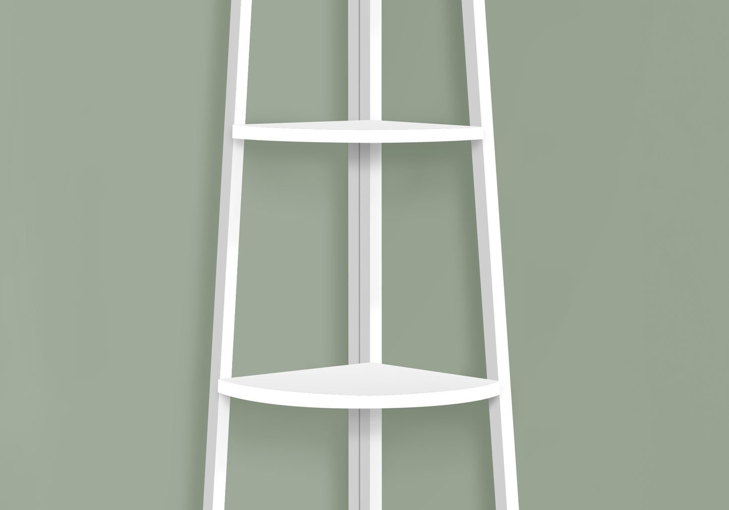 White metal corner shelf unit