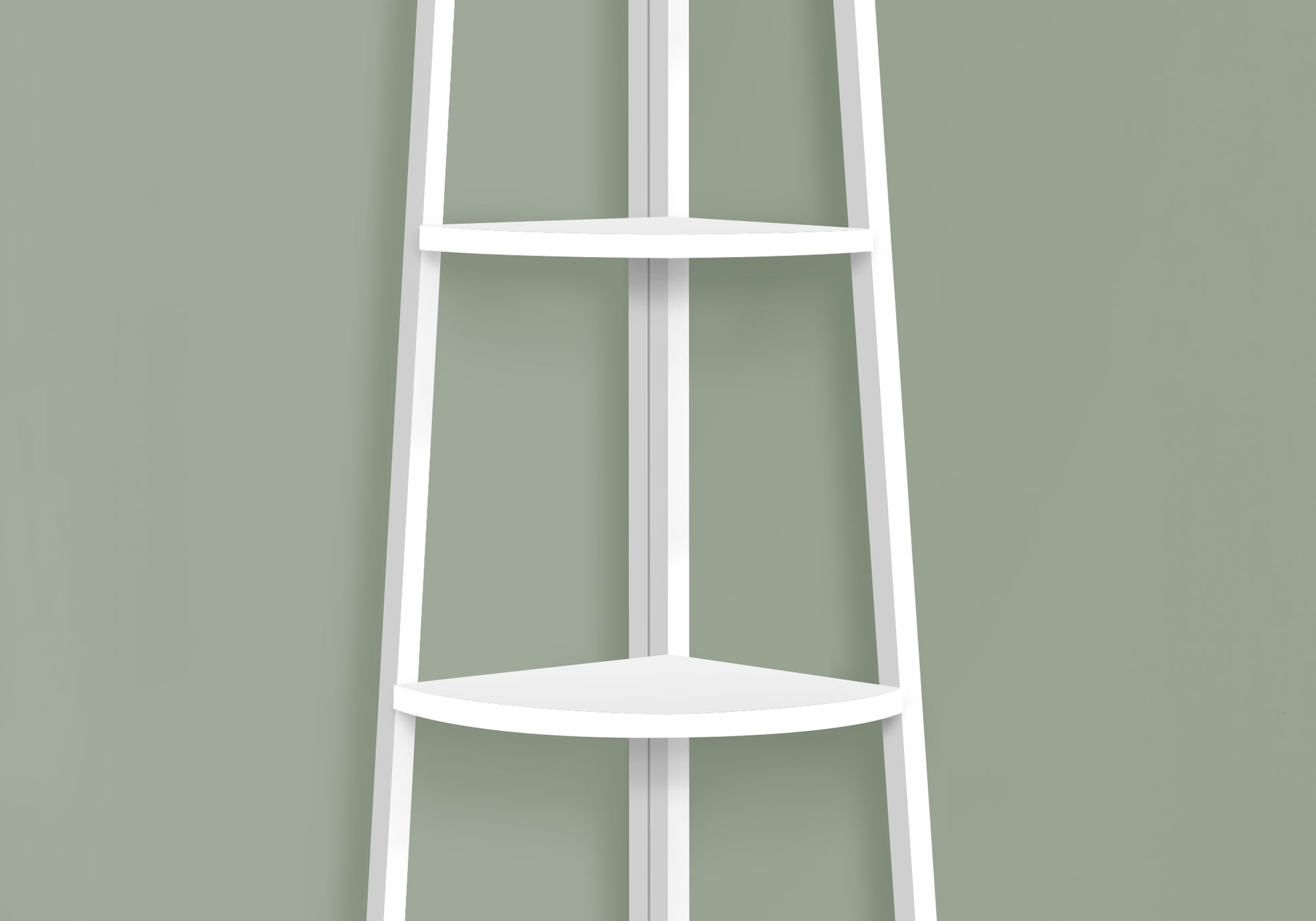 White metal corner shelf unit