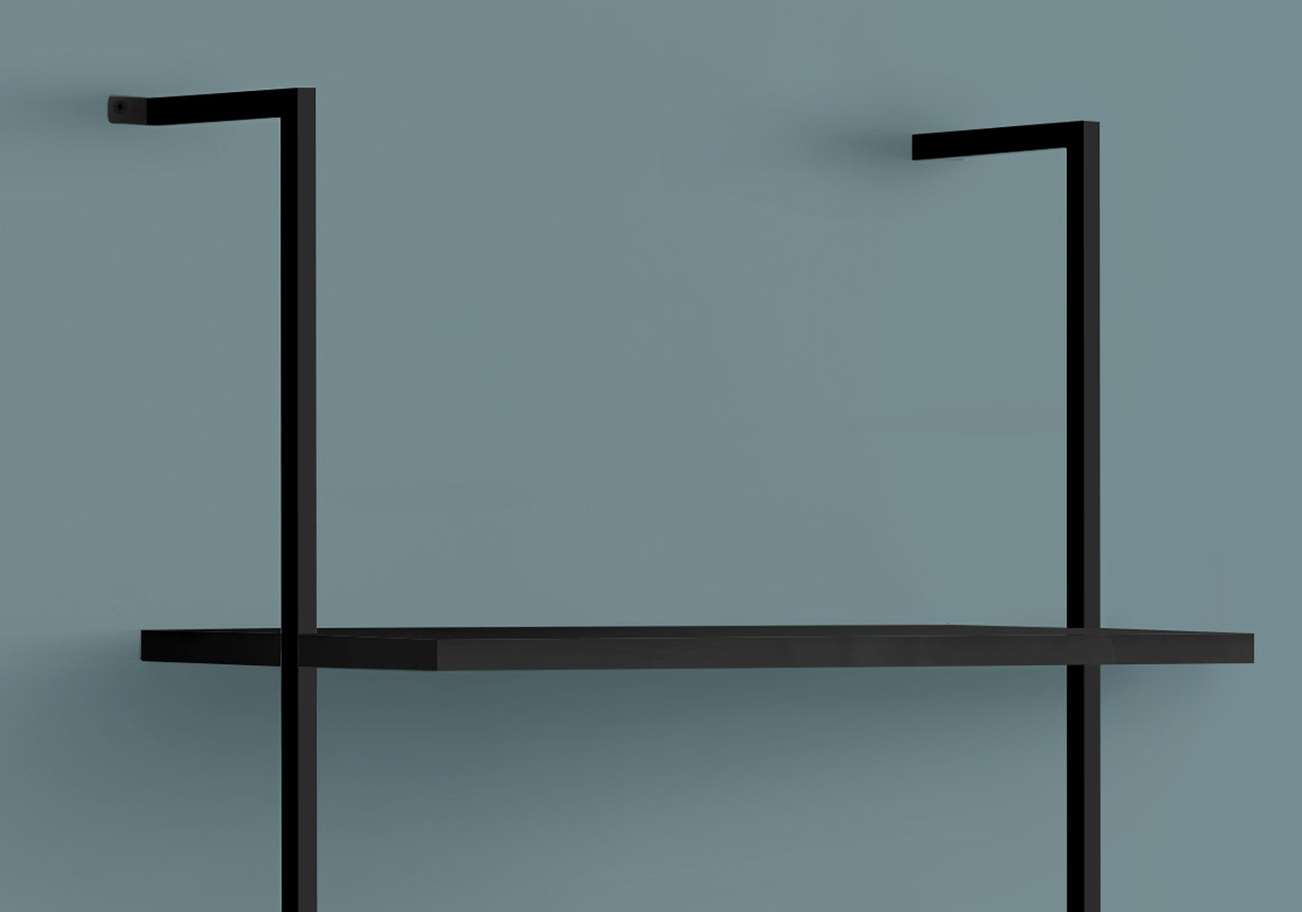 Minimalist black metal floating shelf with clean lines ideal for modern decor