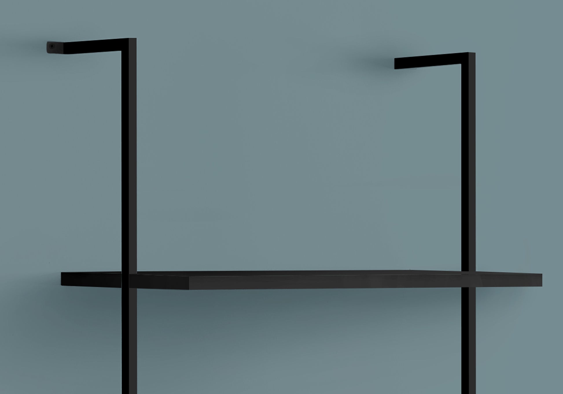 Minimalist black metal floating shelf with clean lines ideal for modern decor