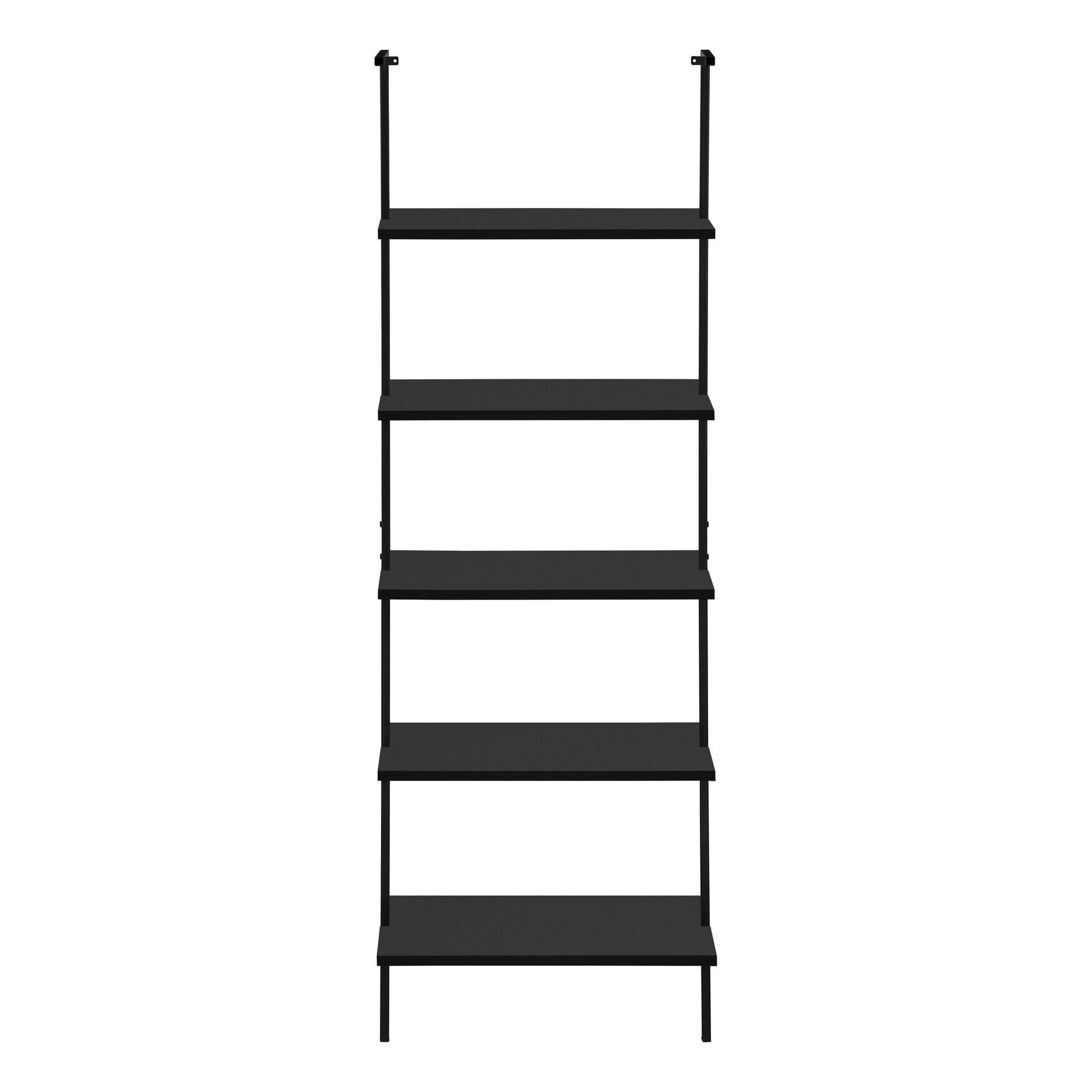 Black metal fivetier ladder shelf for home organization