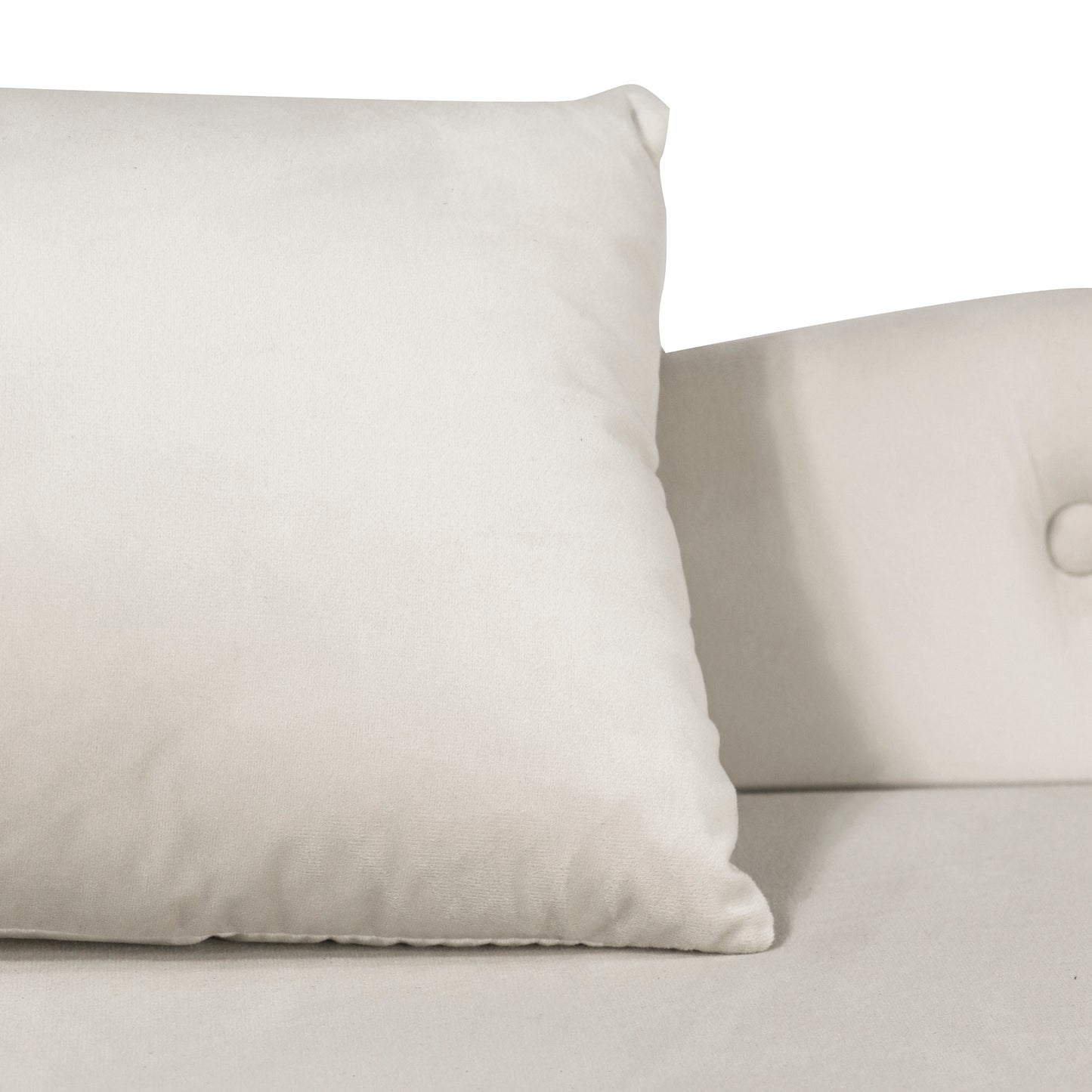 Plush cream velour throw pillow with tufted accent perfect for living room decor